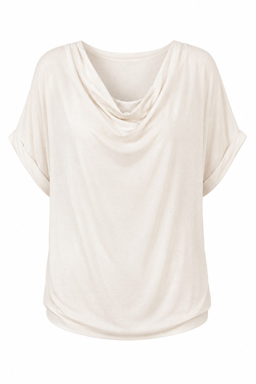 ITALY VIBES Kurzarmshirt - leichtes T-Shirt mit Wasserfallausschnitt für Damen ONE SIZE - passend für Größen M bis XL