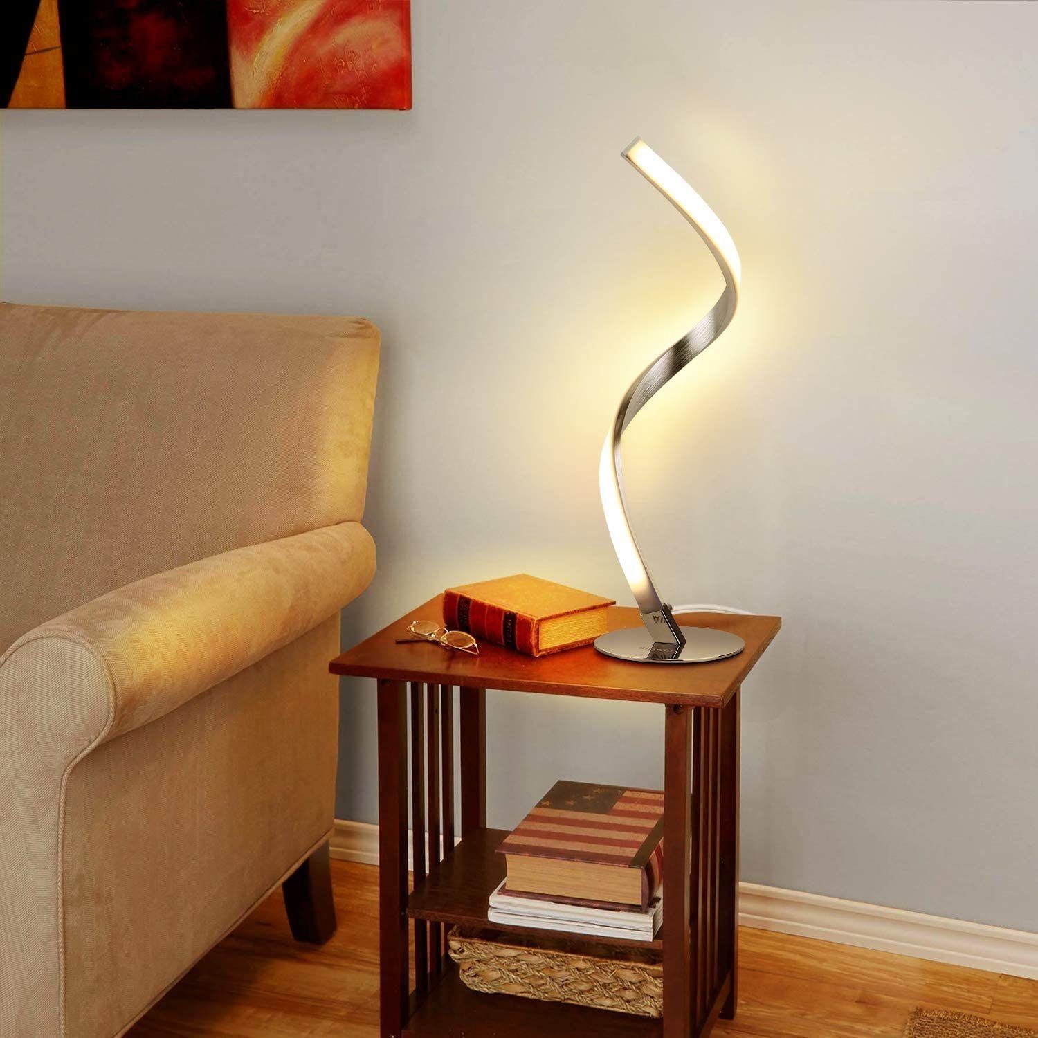 6W Licht, Kabel mit Schreibtischlampe warmweißes LED 1,5m Spiralbogen, mit LED-Tischlampe TUABUR