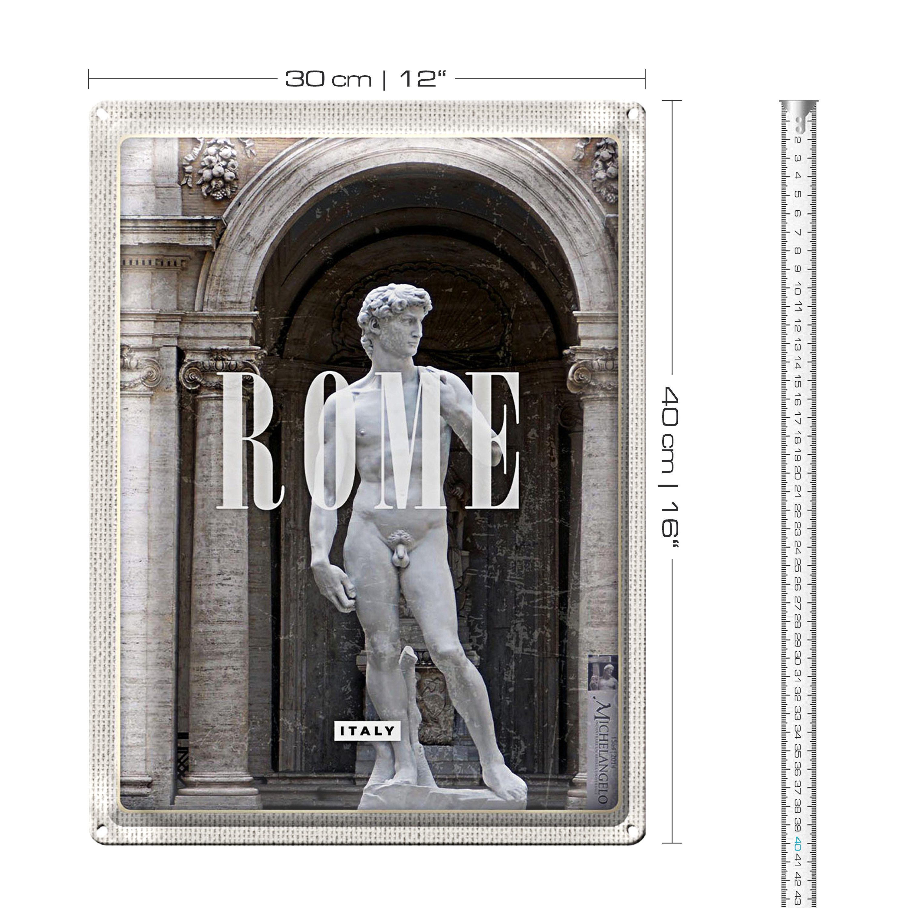 Roomando Metallschild Reise 30x40cm Rom Italien Statue Urlaub Reiseziel