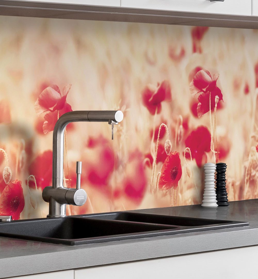 MyMaxxi Dekorationsfolie Küchenrückwand selbstklebend Mohnblumen Spritzschu günstig online kaufen