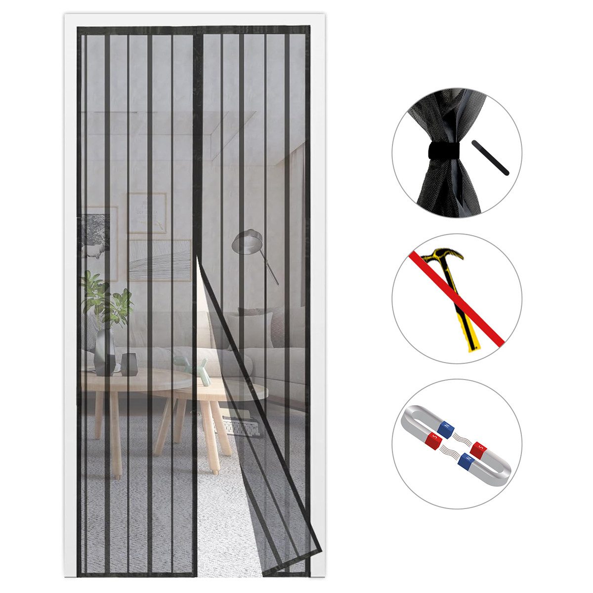 Sekey Insektenschutz-Tür Fliegengitter für Balkontür Schwarz, magnetisch, o günstig online kaufen