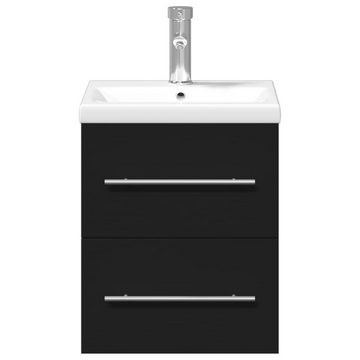 vidaXL Badezimmerspiegelschrank Waschbeckenunterschrank mit Einbaubecken Schwarz