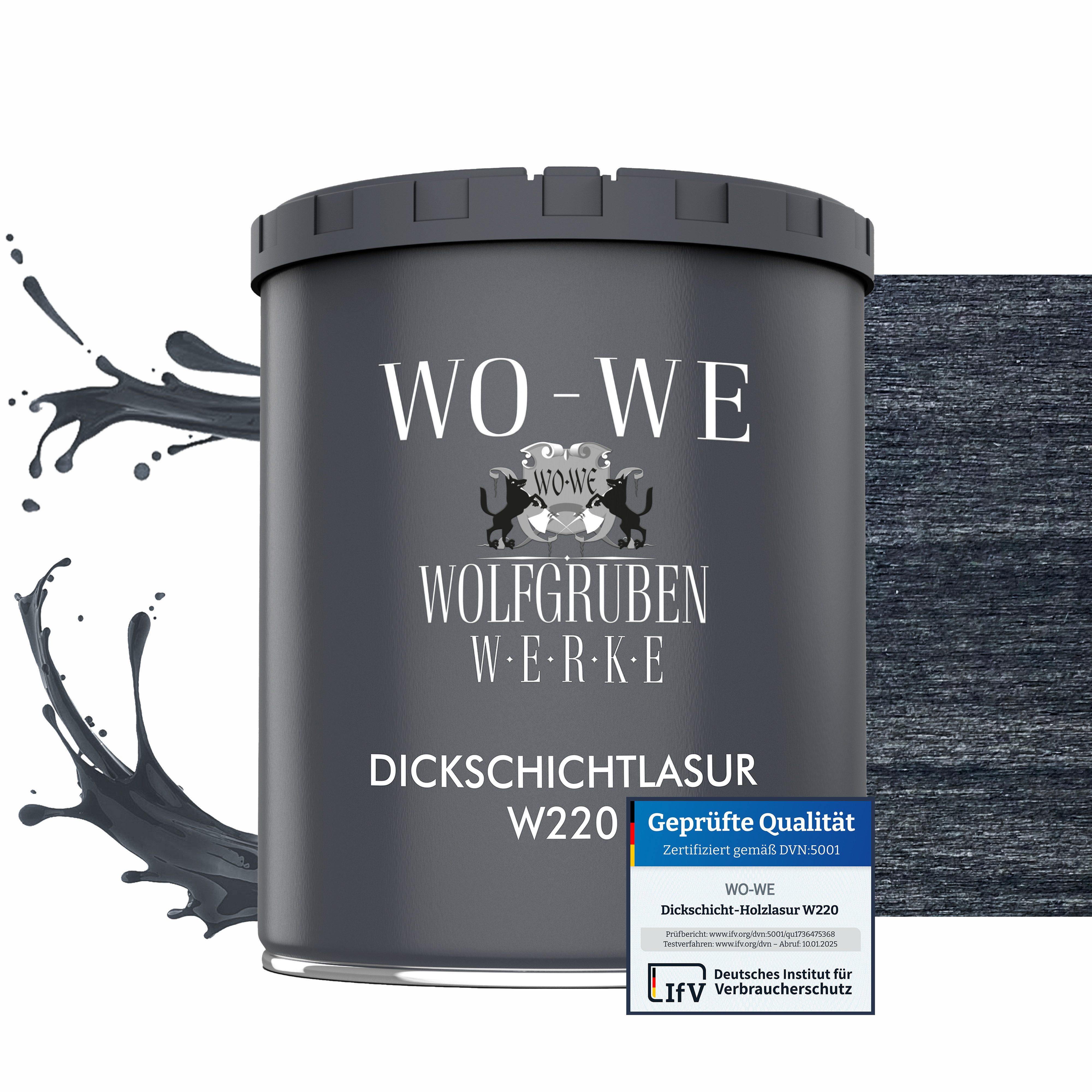 WO-WE Dickschichtlasur Holzschutzlasur 2in1 Holzlasur W220, 1-2,5L, Lösemittelfrei, UV-stabil
