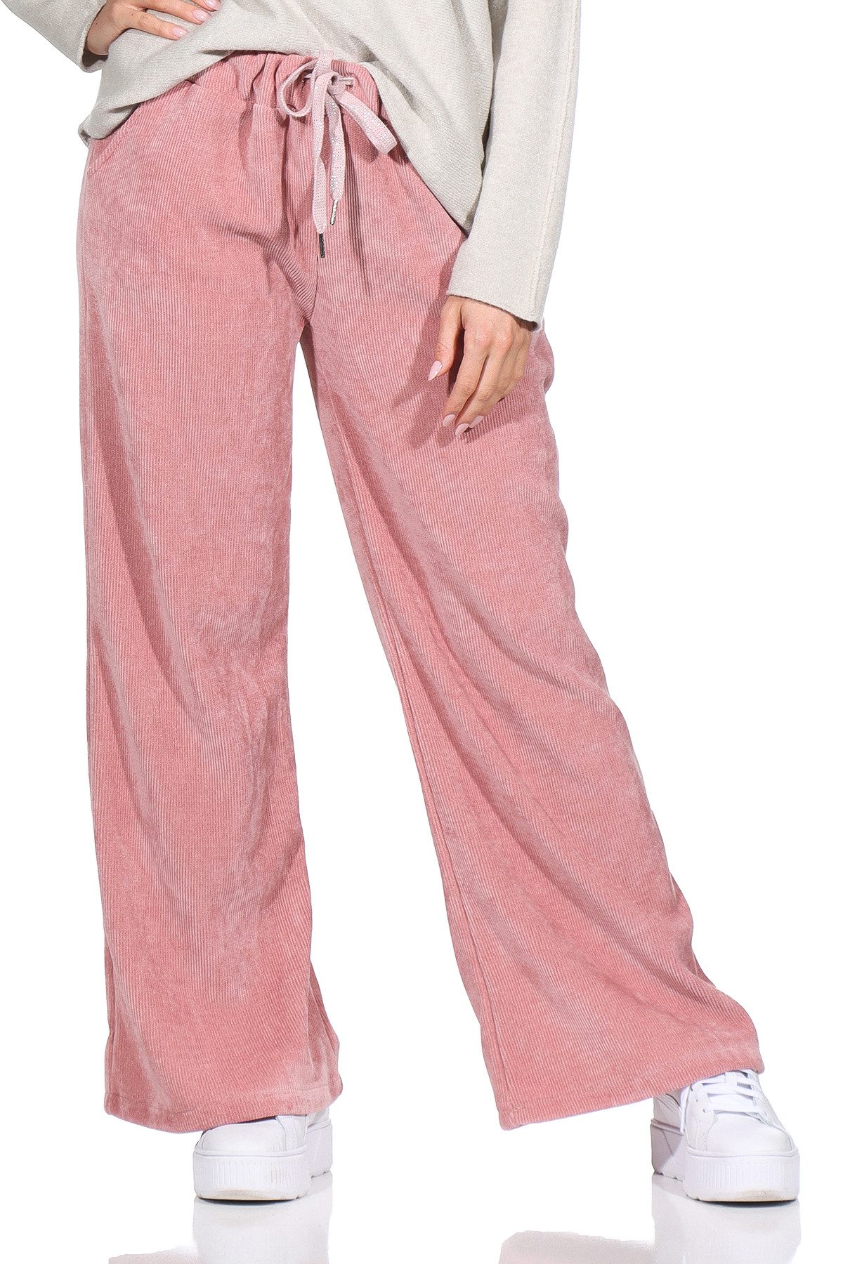 OriginalYou Cordhose Freizeithose Damen Soft Cord Hose weiches Cordgewebe mit Stretch, Unifarbe