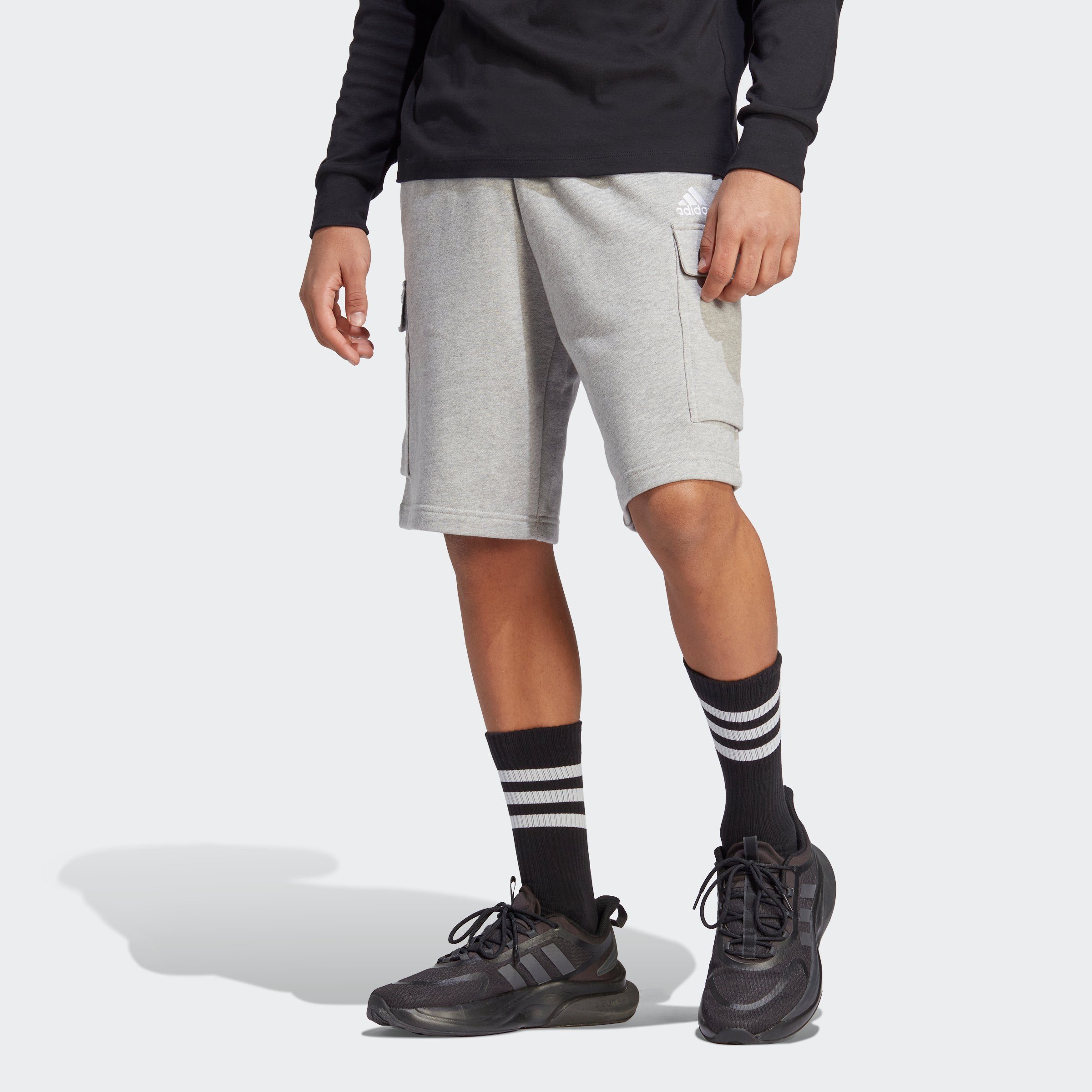 adidas Sportswear Shorts ESSENTIALS FRENCH TERRY CARGOSHORTS (1-tlg) Medium Grey Heather
