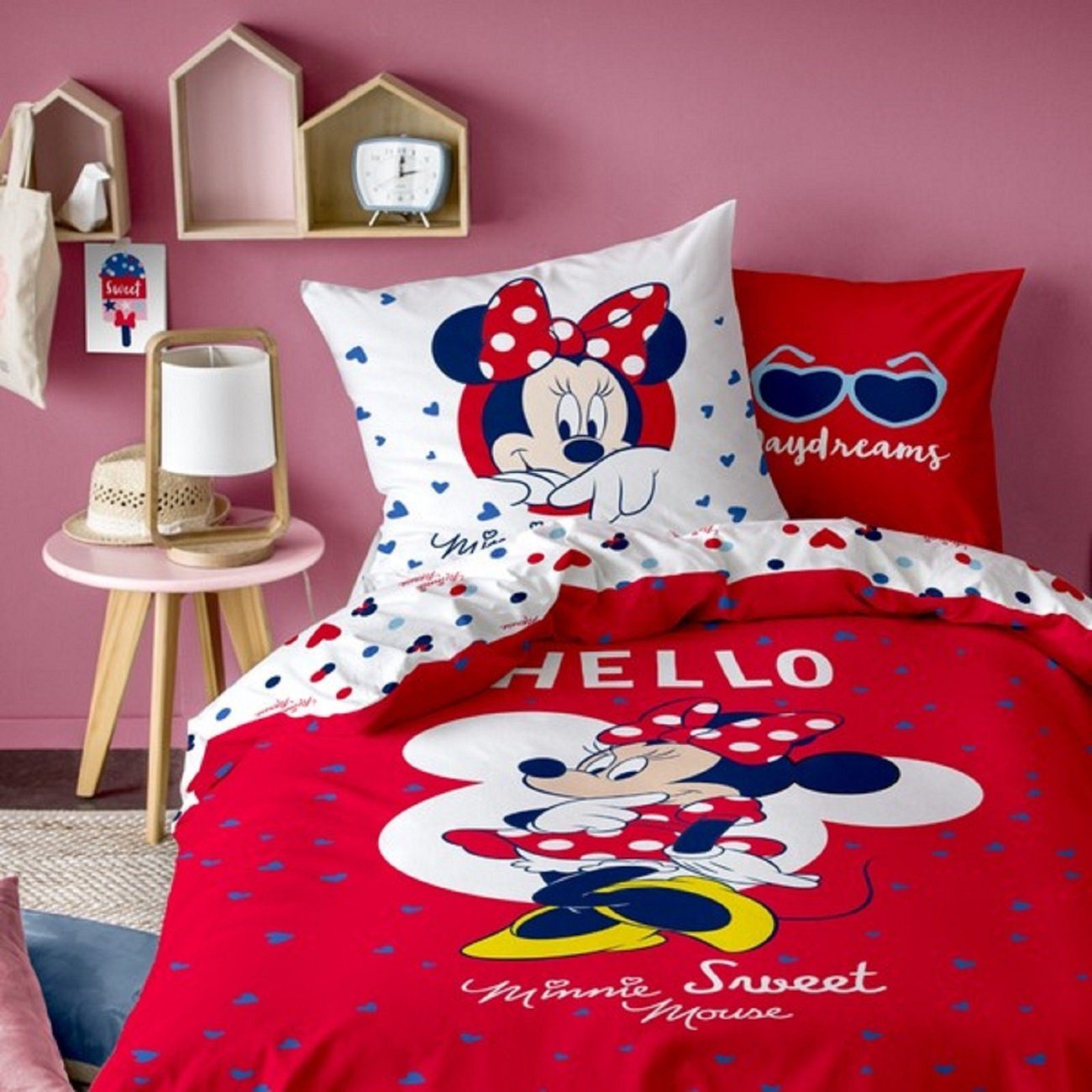 Kinderbettwäsche Bettwäsche Hello Disney Minnie Mouse 80 x 80 cm / 135 x 200  cm, CTI