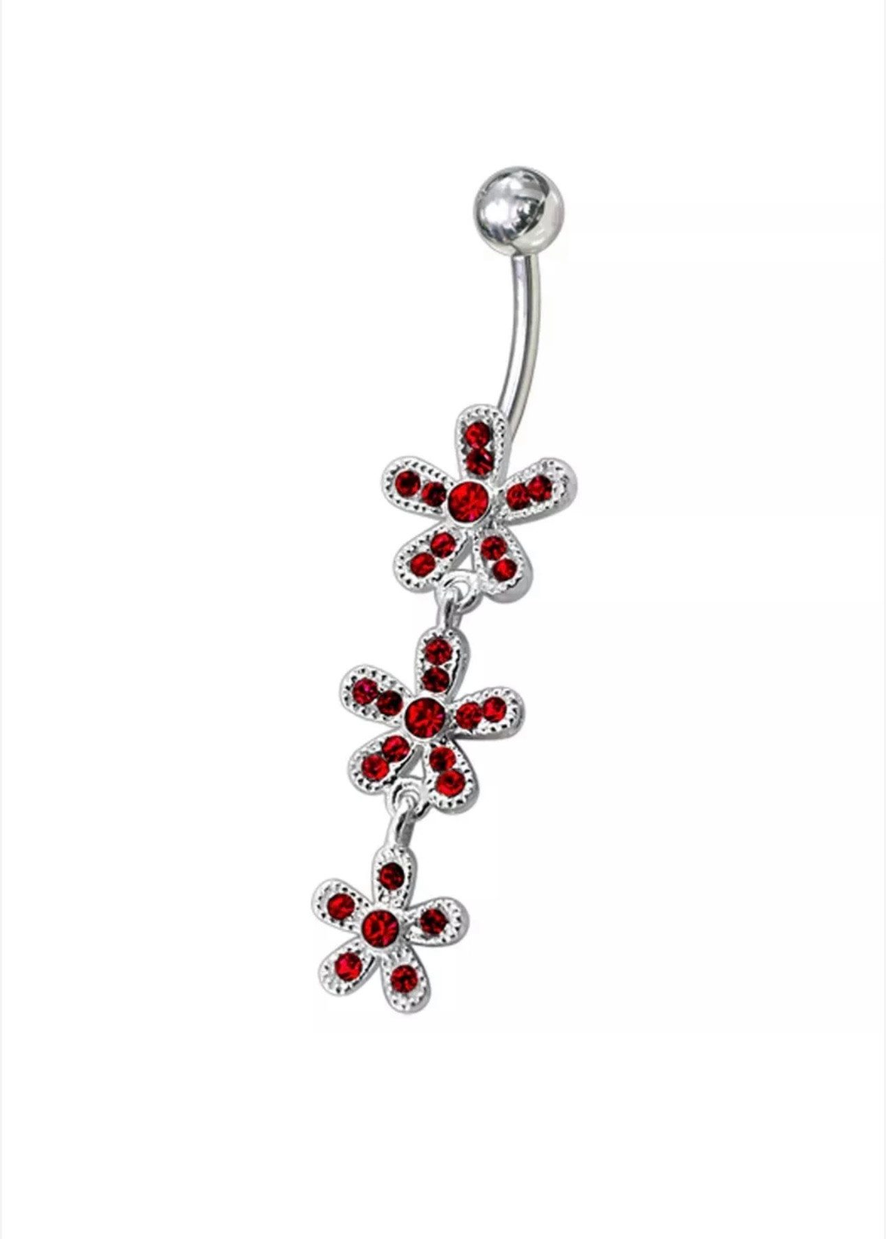 Bauchnabelpiercing Silber 925 Anhänger 3 Blumen Nabel Stecker Zirkonia