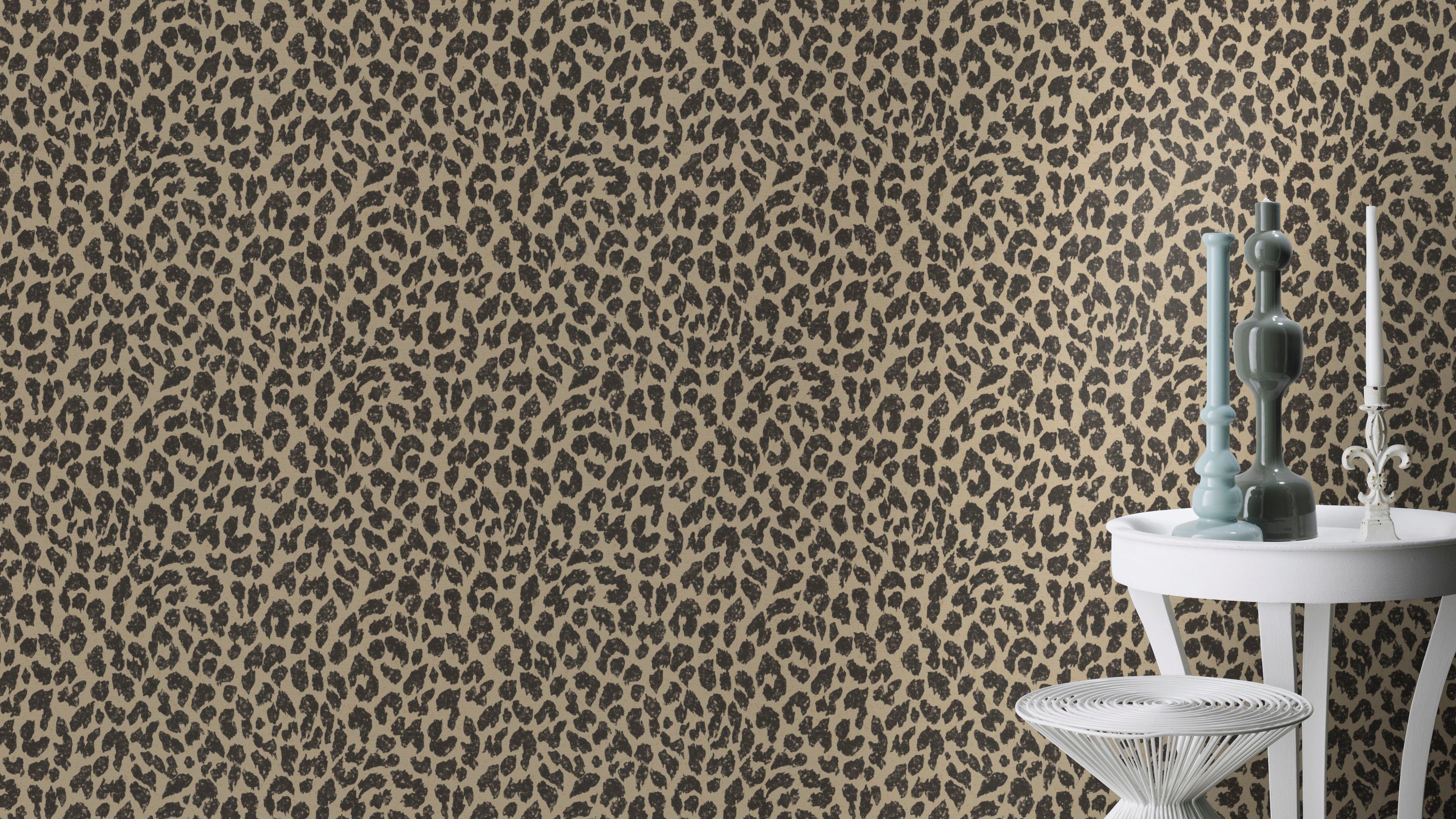 Vliestapete Leopardenmuster Matt Leicht Strukturiert Gold Schwarz FSC®  kaufen bei OBI