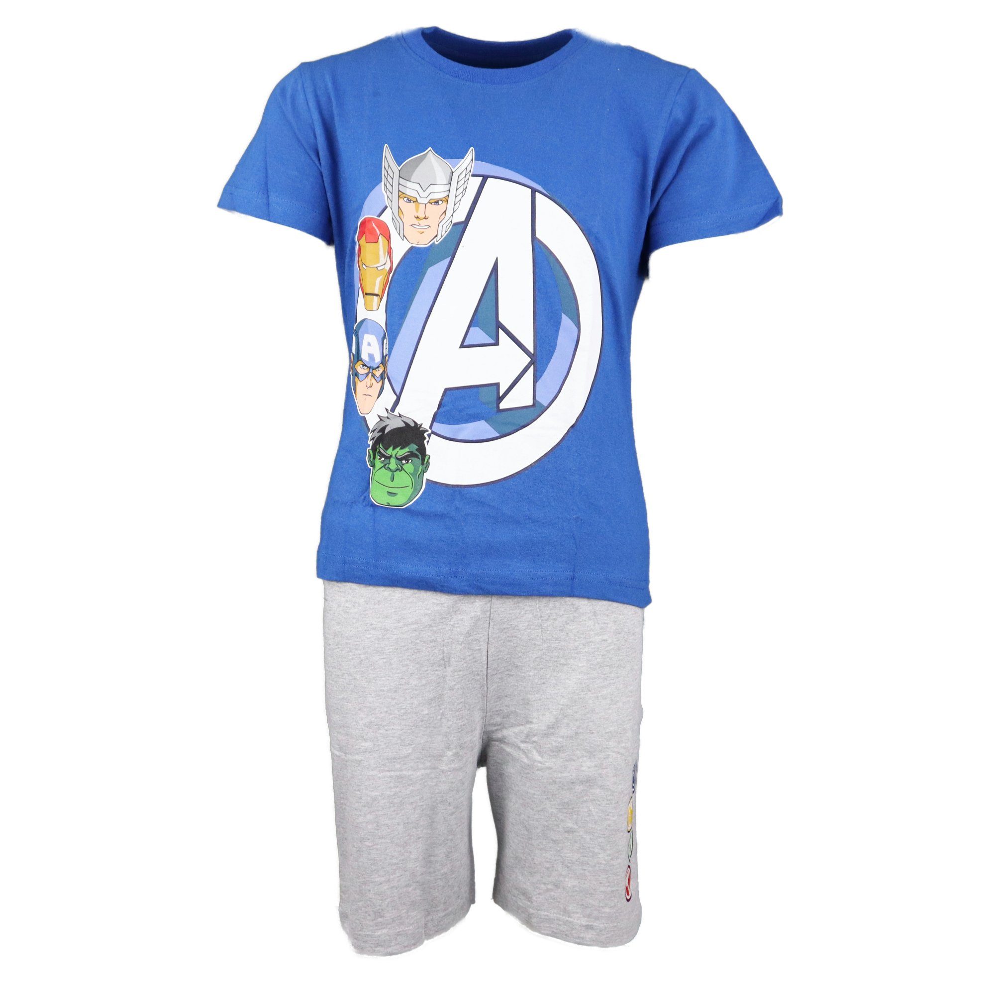 MARVEL Schlafanzug (2 bis Gr. Baumwolle Avengers Kinder 134, tlg) Pyjama 104 Jungen Blau