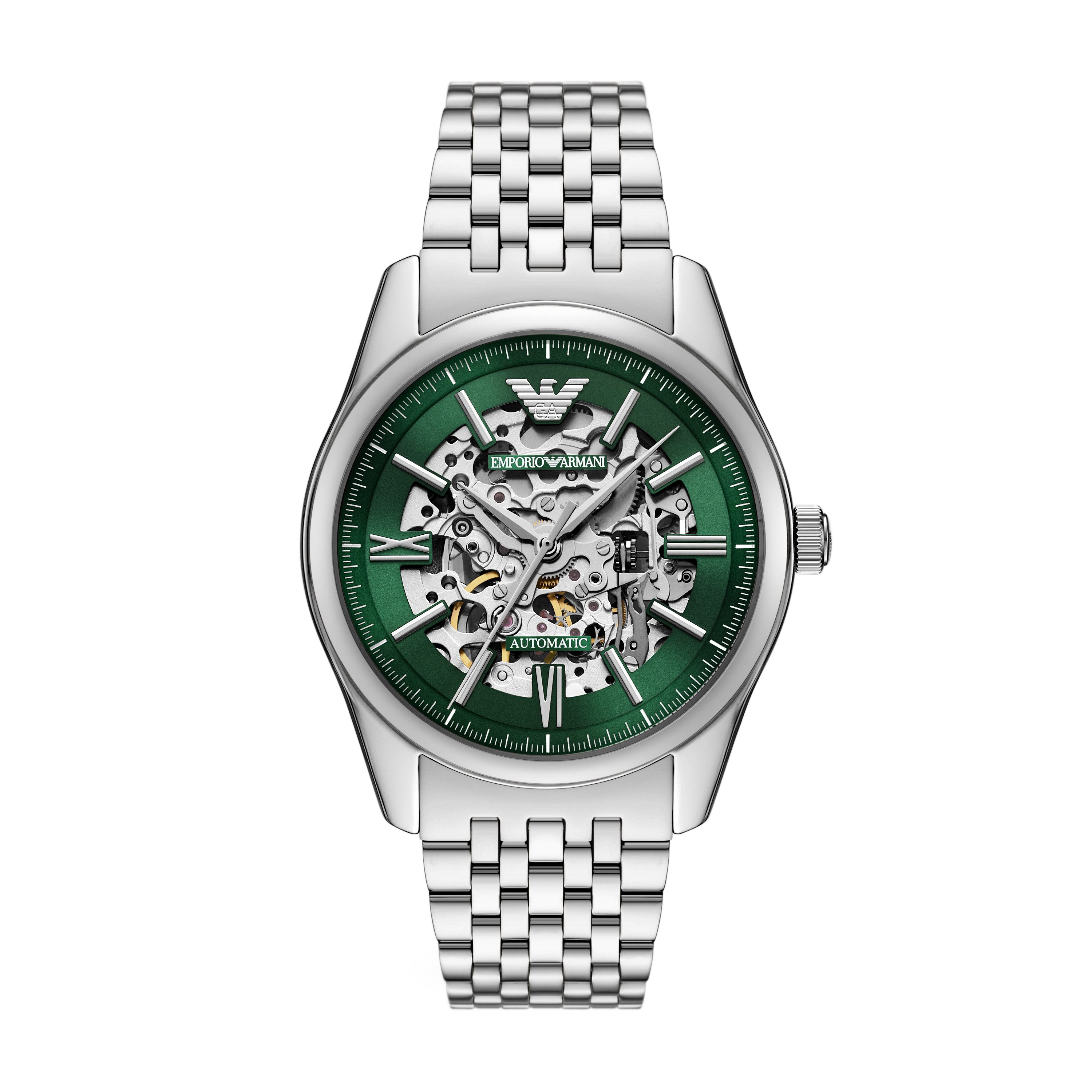 Emporio Armani Automatikuhr AR60091, Armbanduhr, Herrenuhr, Mechanische Uhr, Edelstahlarmband, analog