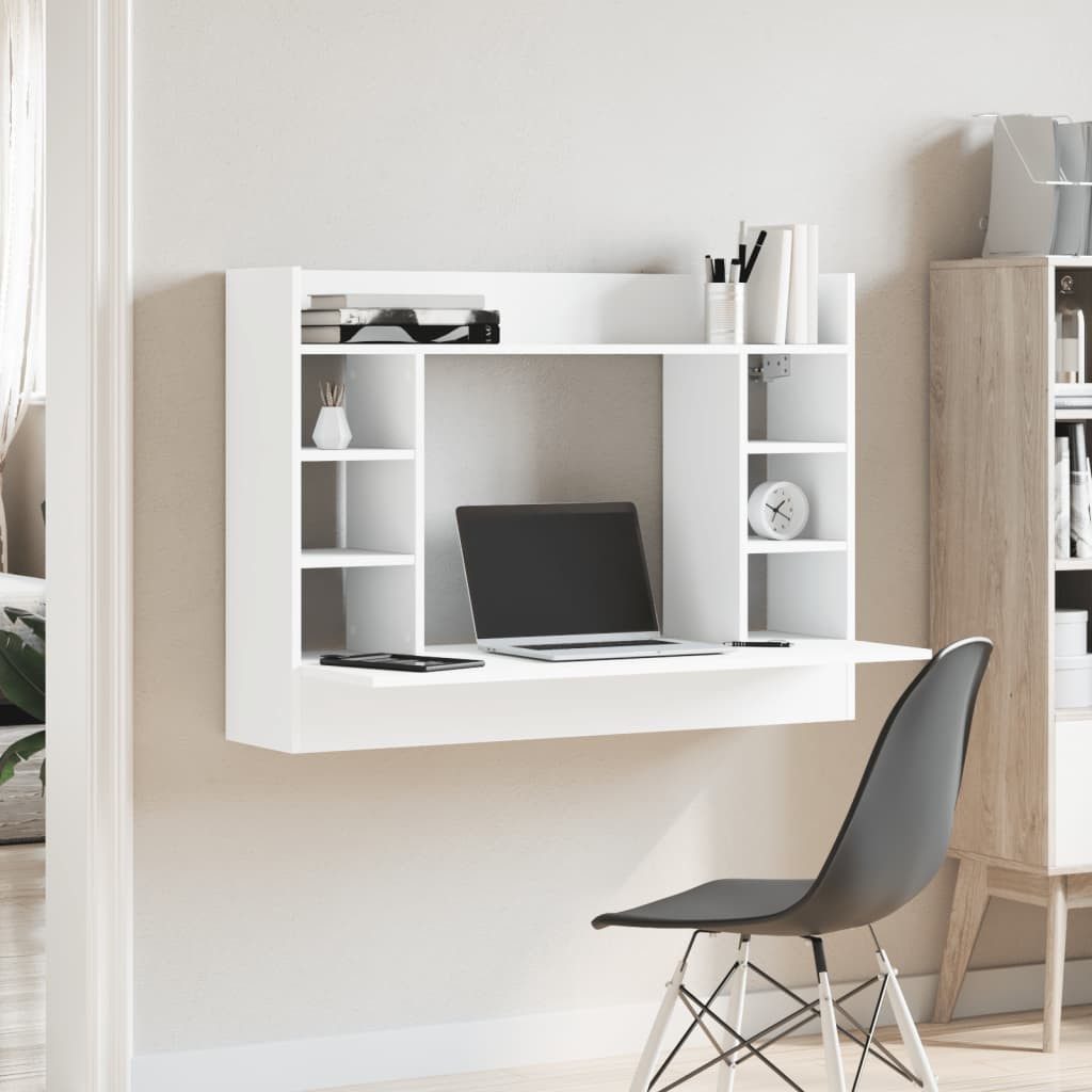 vidaXL Schreibtisch Wand-Schreibtisch Weiß 105x48x75 cm Holzwerkstoff