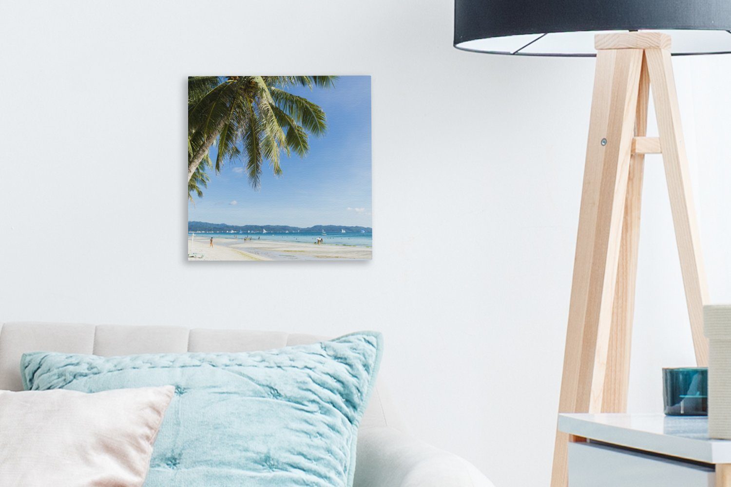OneMillionCanvasses® St), Strand Bilder Palmen Wohnzimmer Schlafzimmer Boracay, am (1 Leinwandbild Leinwand für von