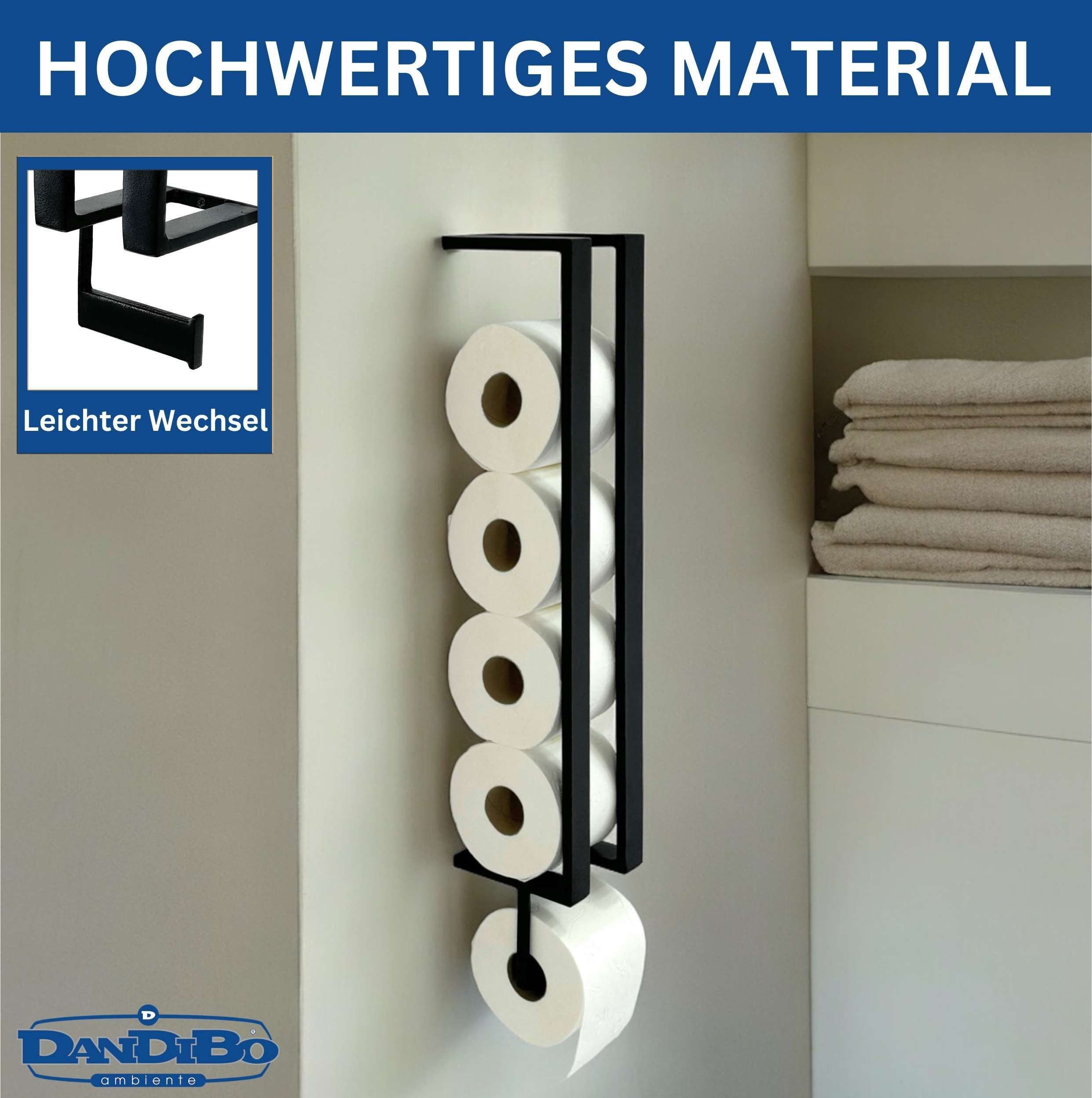 DanDiBo Toiletten-Ersatzrollenhalter Toilettenpapierhalter Schwarz Wand Metall Toilettenpapier Aufbewahrung – Bild 3 von 5
