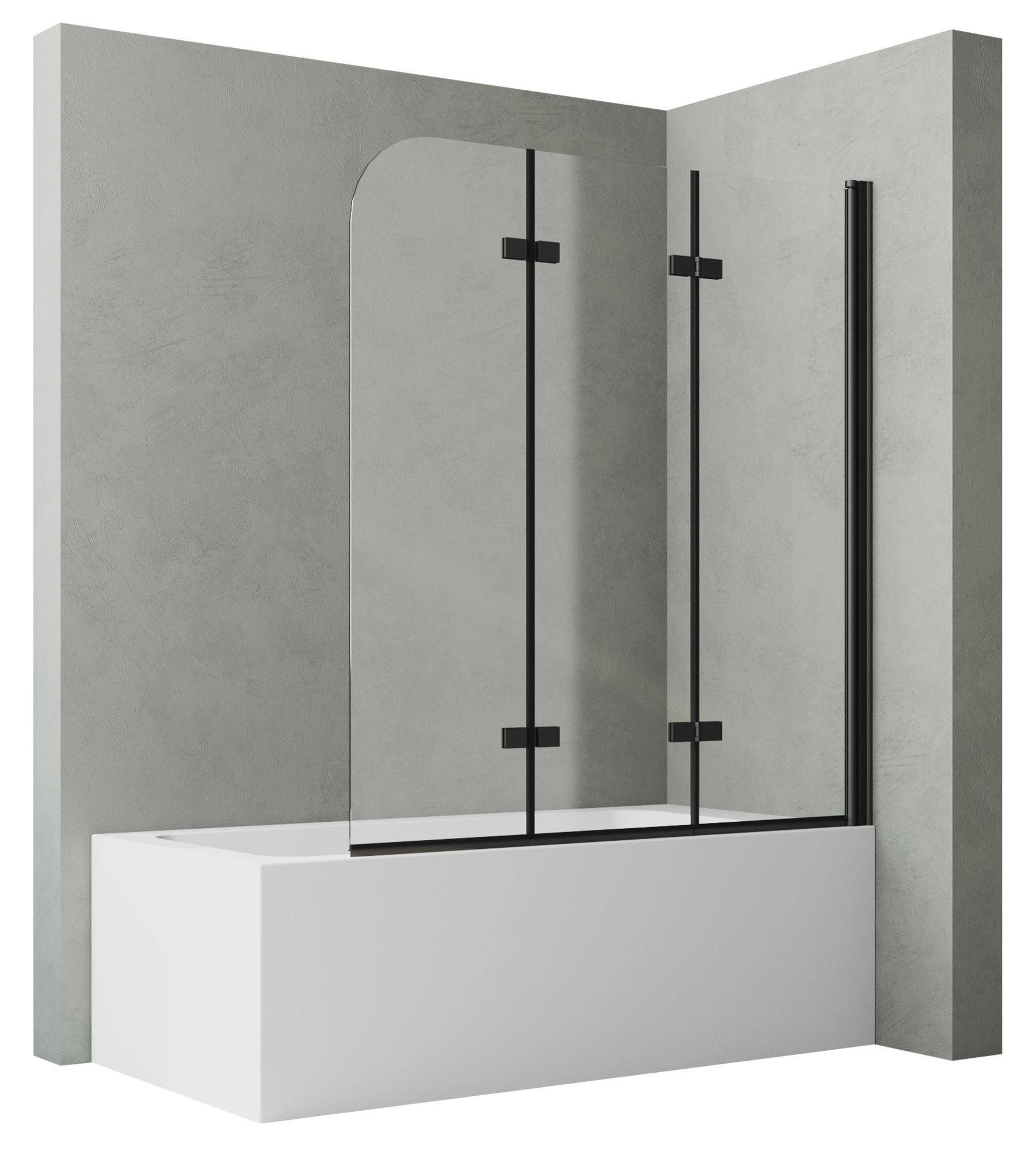 Hopibath Duschwand für Badewanne Schwarz 140x140 130x140 120x140, 6mm beids günstig online kaufen