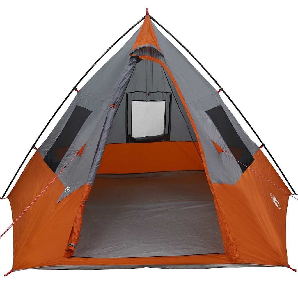 vidaXL Tipi-Zelt Tipi Zelt mit Dach Grau und Orange 383 x 338 x 217 cm Taft, (1 tlg)