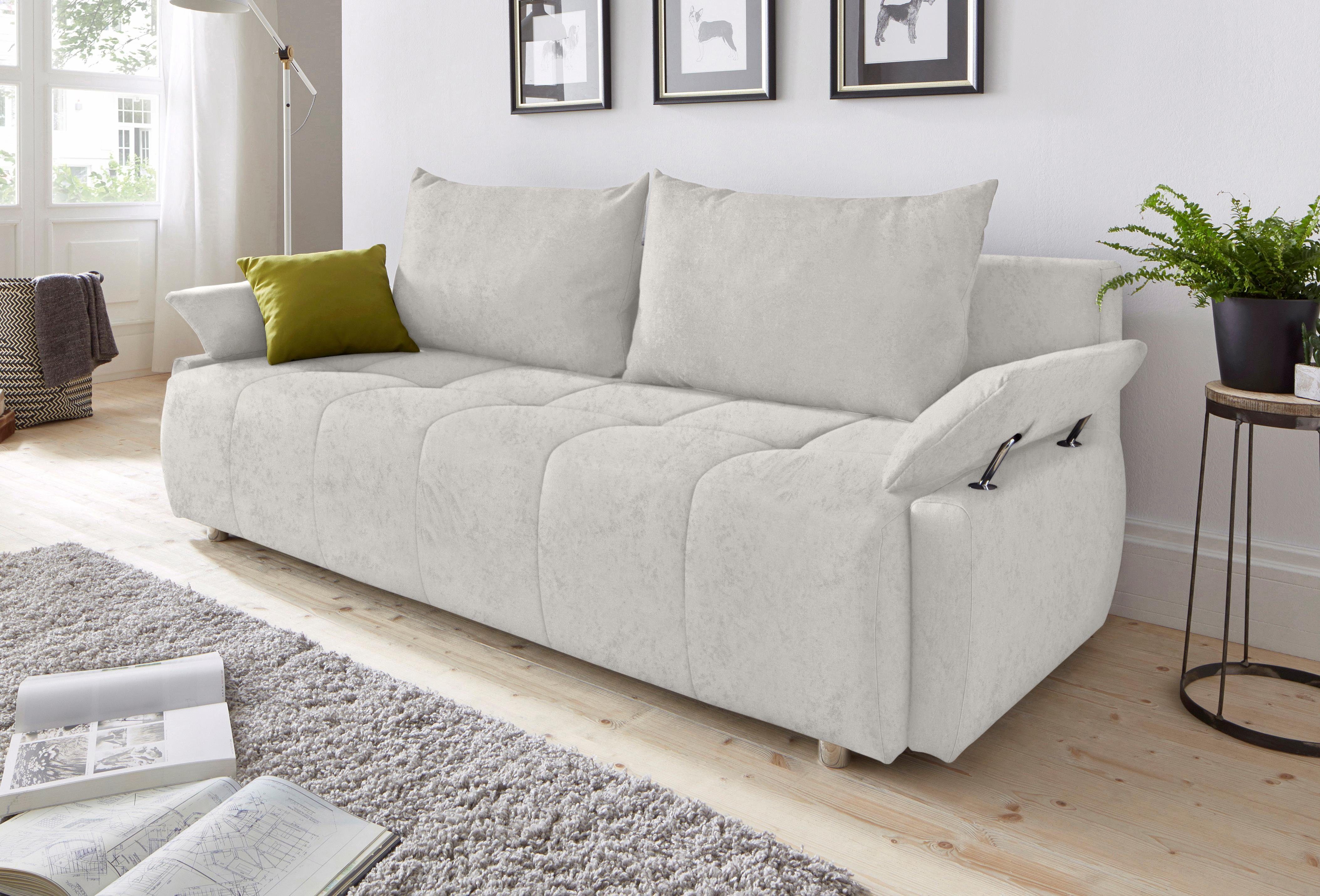 COLLECTION AB Schlafsofa Funtastic, B: 212 cm, Liegefl. 145x187 cm, Armteilverstellung,in Cord, Schlaffunktion, Bettkasten & Zierkissen, Gästebett mit Federkern
