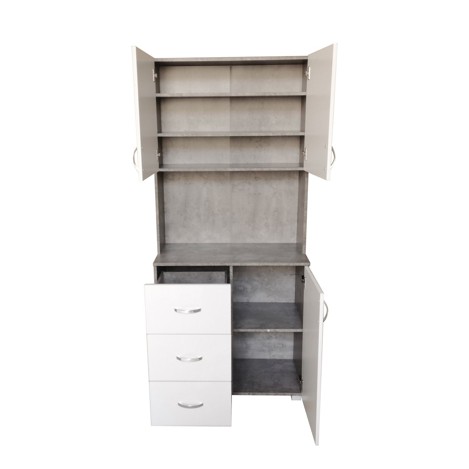 HTI-Living Hochschrank Küchenschrank Weiß/Beton Blanca (Stück, günstig online kaufen