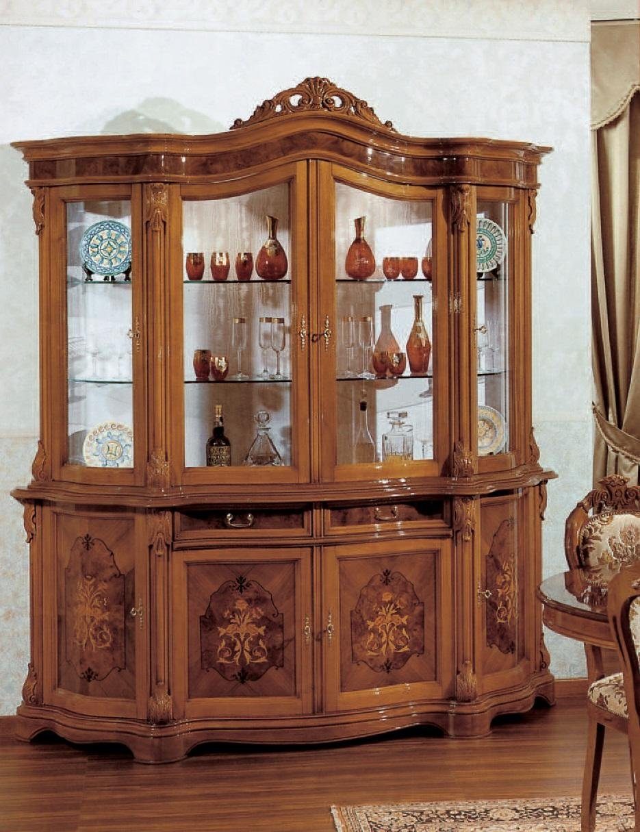 Anrichte Vitrine Glas Italienische Echtholz Vitrine Vitrinen JVmoebel Schrank xxl