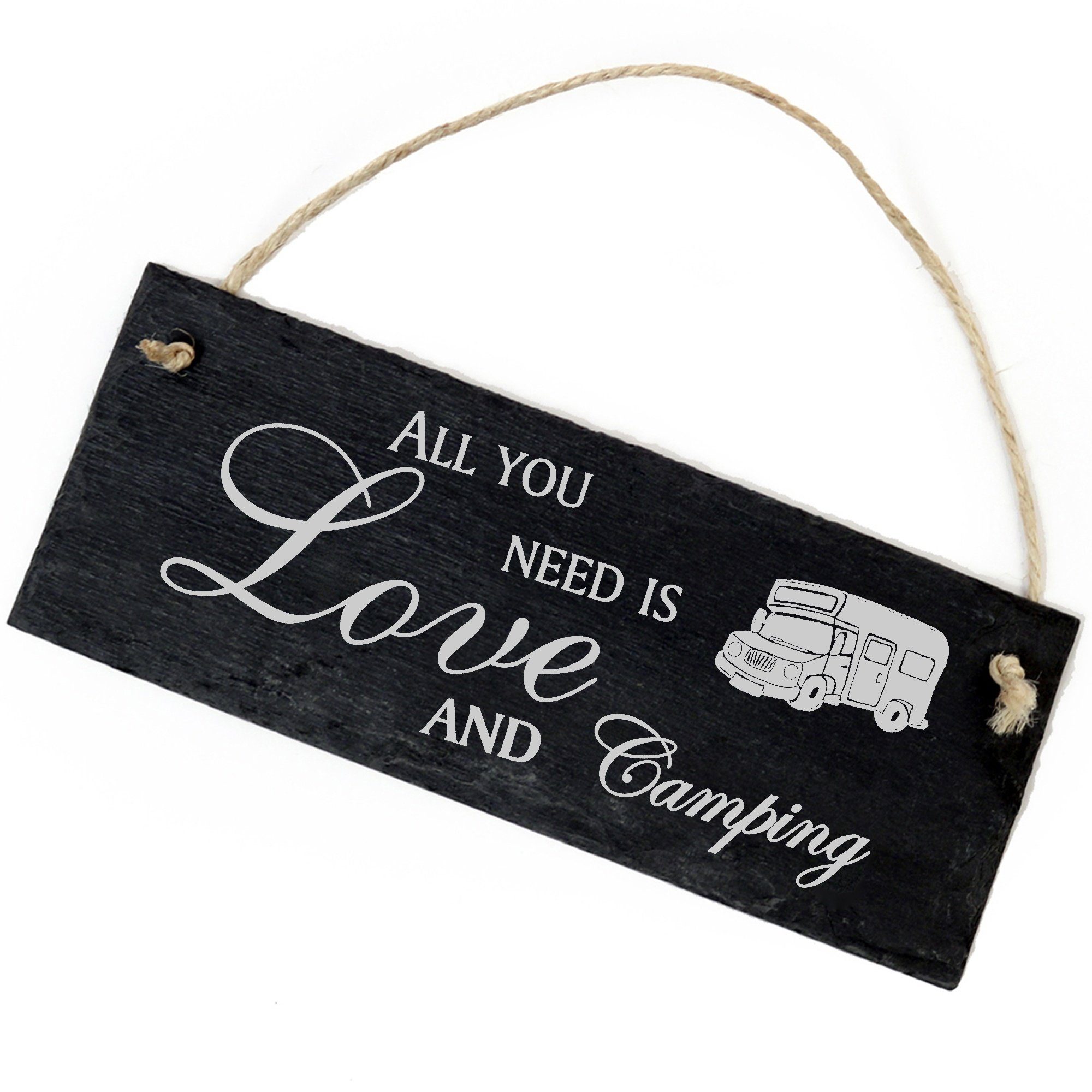 Dekolando Hängedekoration Wohnmobil 22x8cm All you need is Love and Camping