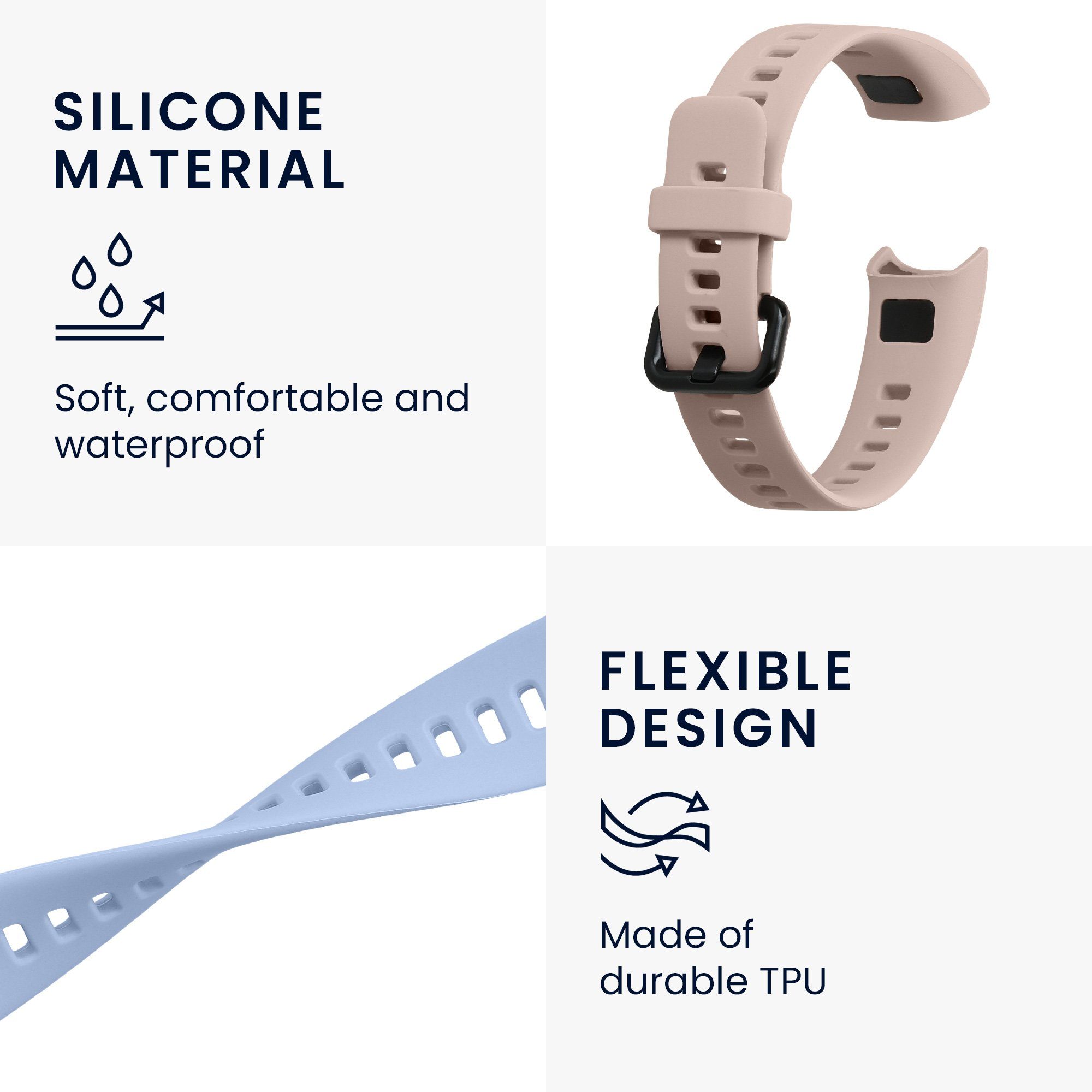 kwmobile 2x Uhrenarmband für Huawei Band 4 Armband Smartwatch, 2-tlg., Fitnesstracker Band Set aus TPU Silikon - Ersatzarmband Smartwatch