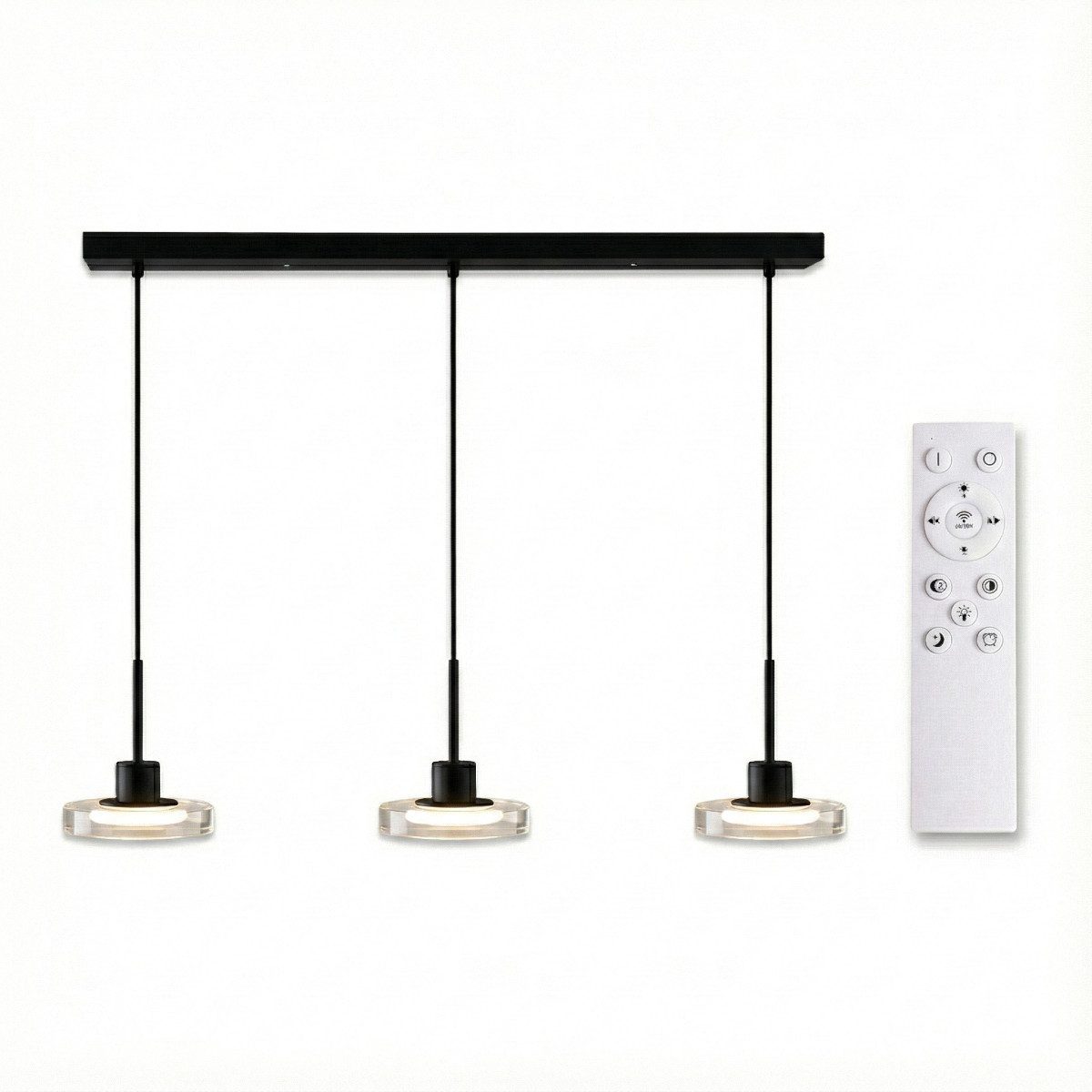 Liadomo LED Pendelleuchte Volos, dimmbar, LED fest integriert, Warmweiß, Neutralweiß, Tageslichtweiß, aus Glas, Fernbedienung inkl., Nachtlicht, Timerfunktion