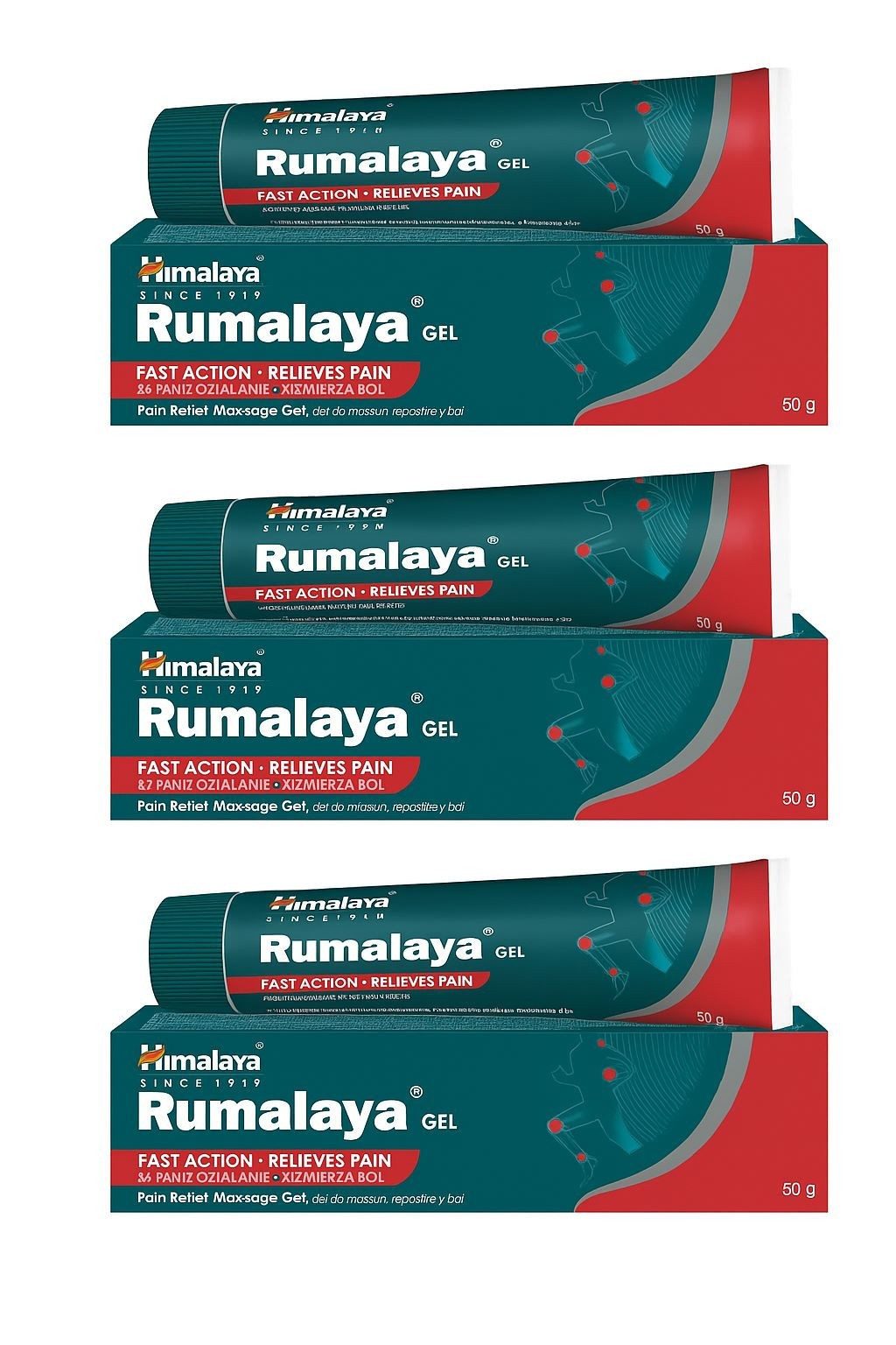 Himalaya Herbals Körpergel HIMALAYA Rumalaya Gel Kräutergel 3 x 50g, Mit ausgewählten pflanzlichen Extrakten