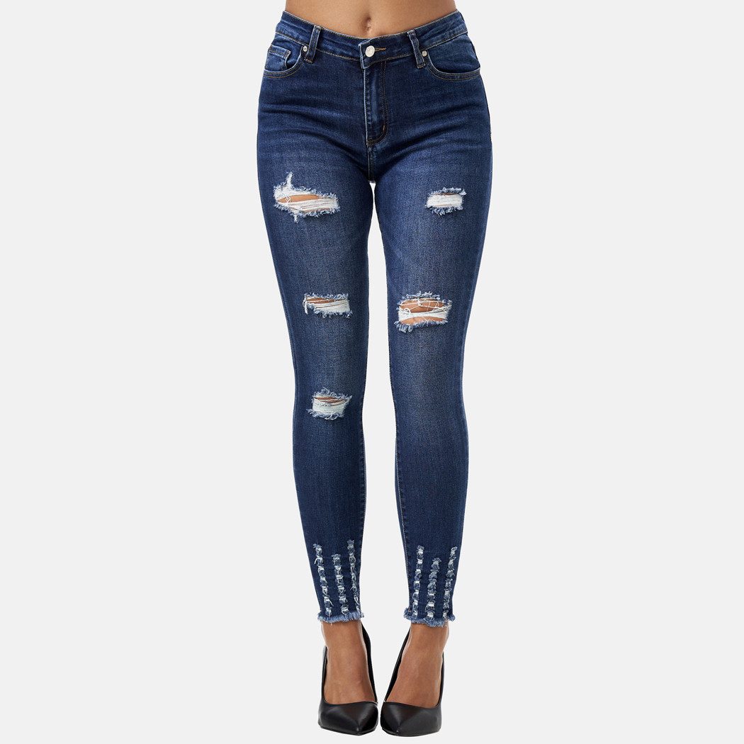 Elara Slim-fit-Jeans Highwaist Destroyed Jeans (1-tlg) günstig online kaufen