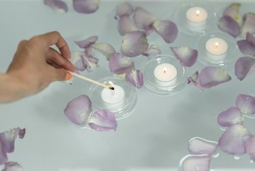 EDZARD Teelichthalter Iris (6er-Set), Schwimm-Teelichthalter aus Kristallglas, Teelichtgläser, Höhe 4 cm, Ø 8 cm