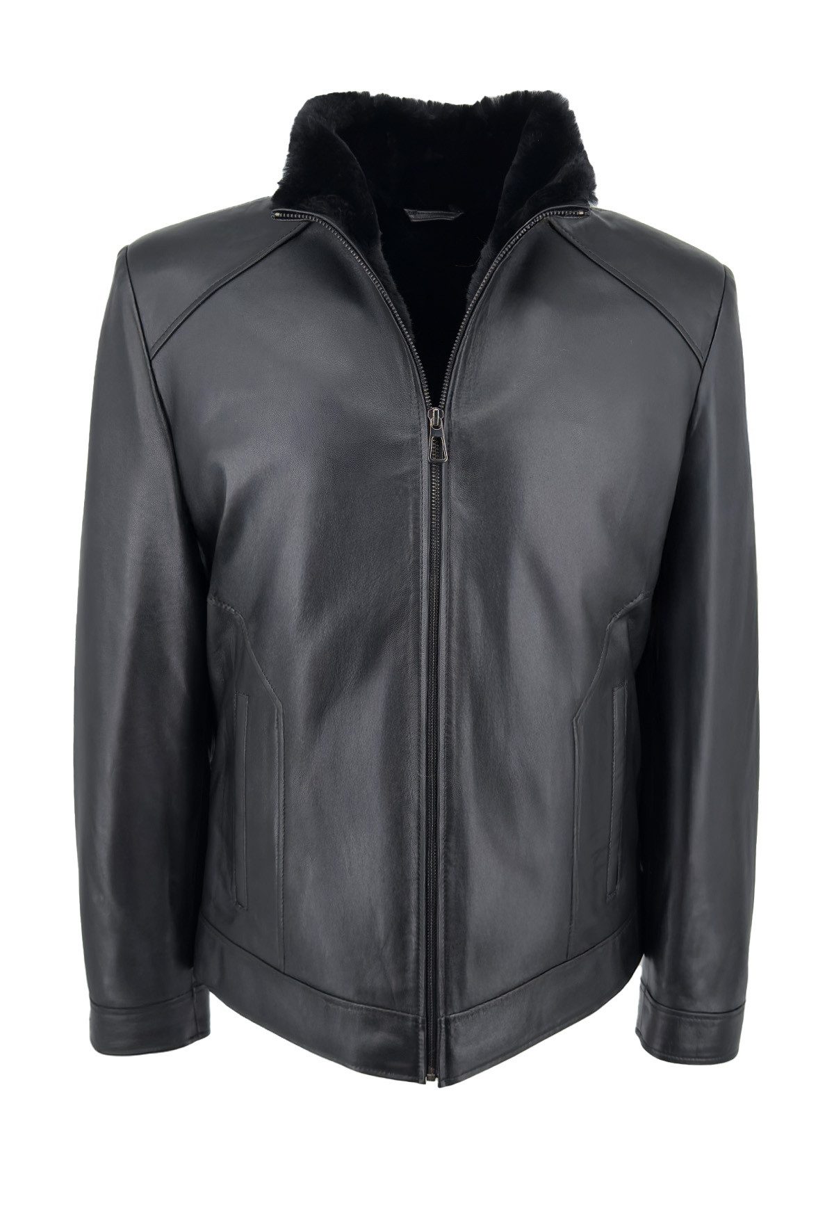 Hollert Winterjacke Herren Lammfelljacke Kevin Schwarz Echtleder günstig online kaufen