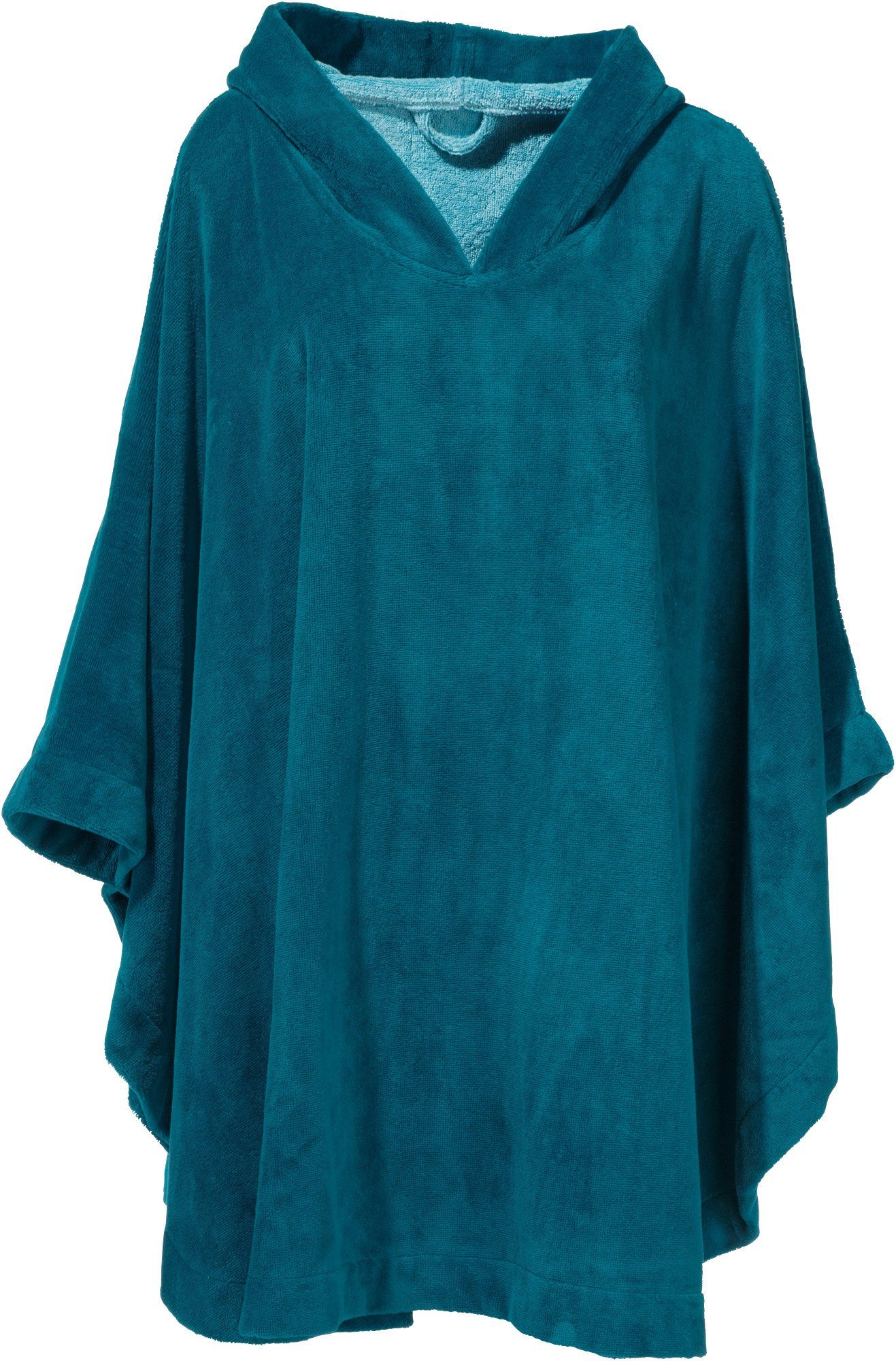 Erwin Müller Bademantel Unisex-Poncho kurz mit Kapuze, Kurzform, Velours-Frottier, mit Kapuze, default, Velours Uni