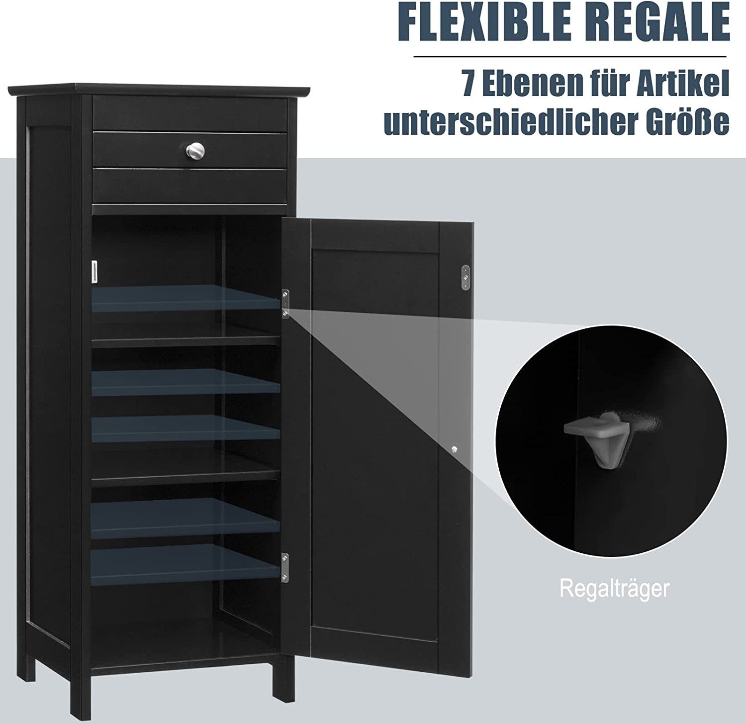 KOMFOTTEU Midischrank Badschrank Midischrank Badkommode mit Schublade, 30 x 35 x 87 cm – Bild 3 von 5