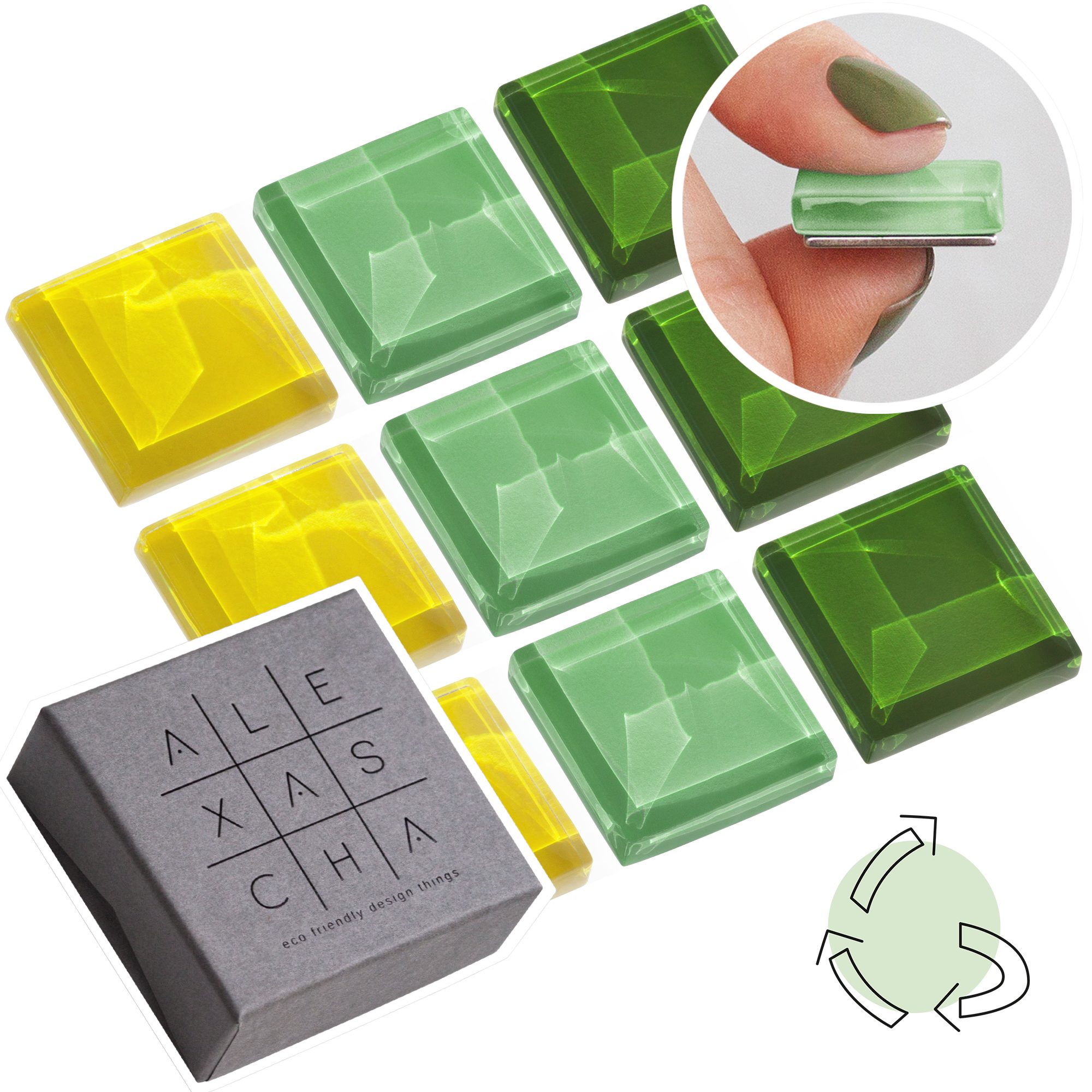 ALEXASCHA Magnettafel Magnet Set • 9 dekorative Kühlschrankmagnete • extra stark • upcycelt