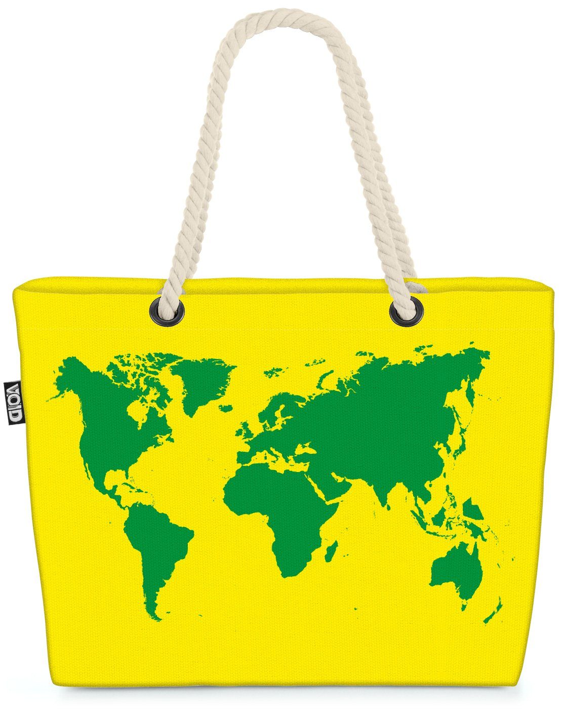 VOID Strandtasche (1-tlg), World Map Weltkarte Weltkarte Sheldon big bang Meer Karte Landkarte gelb