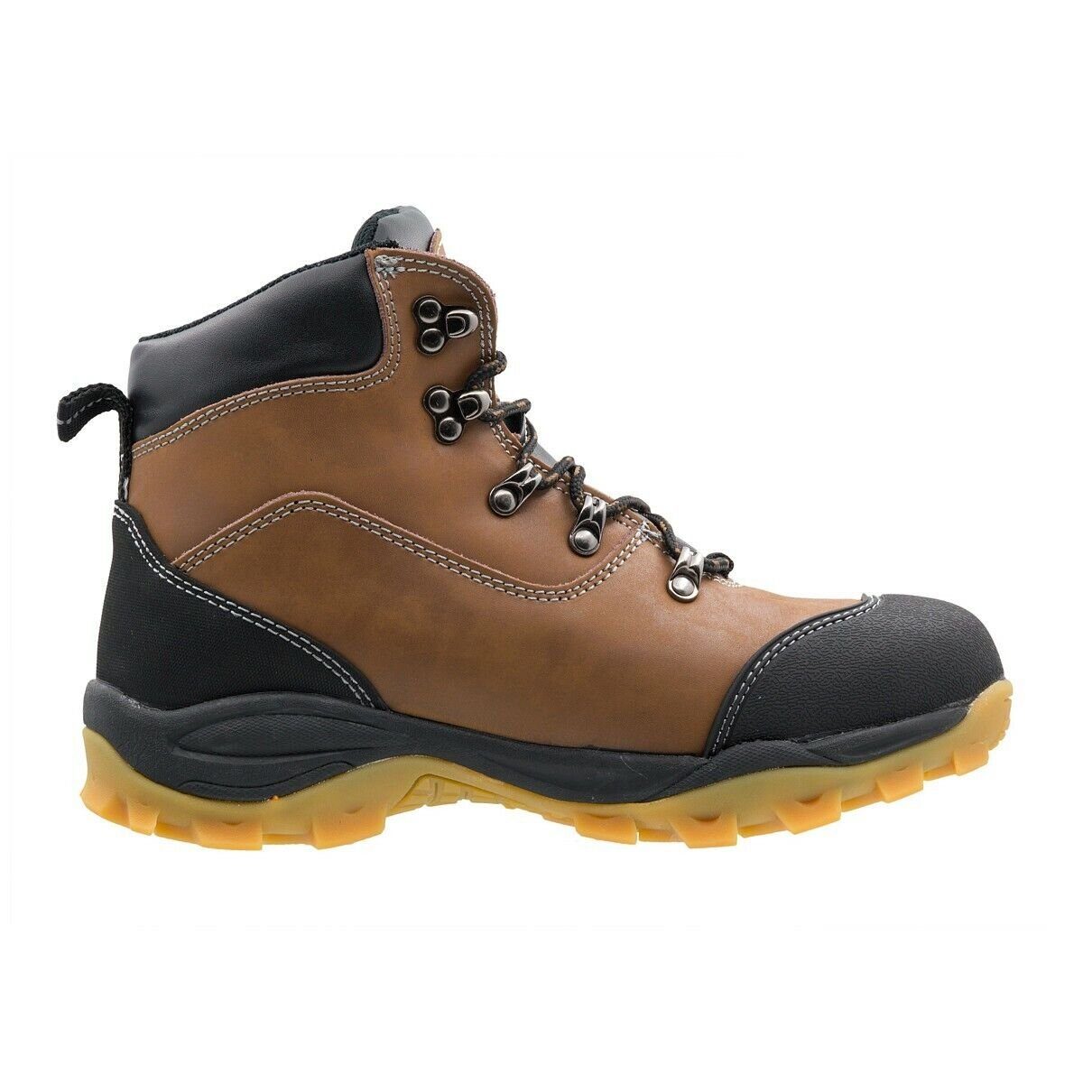 Urgent Arbeitsstiefel Sicherheitsschuhe Schutzschuhe Stahlkappe S1 Braun Arbeitsschuh Fersenstabilisator – Bild 4 von 5