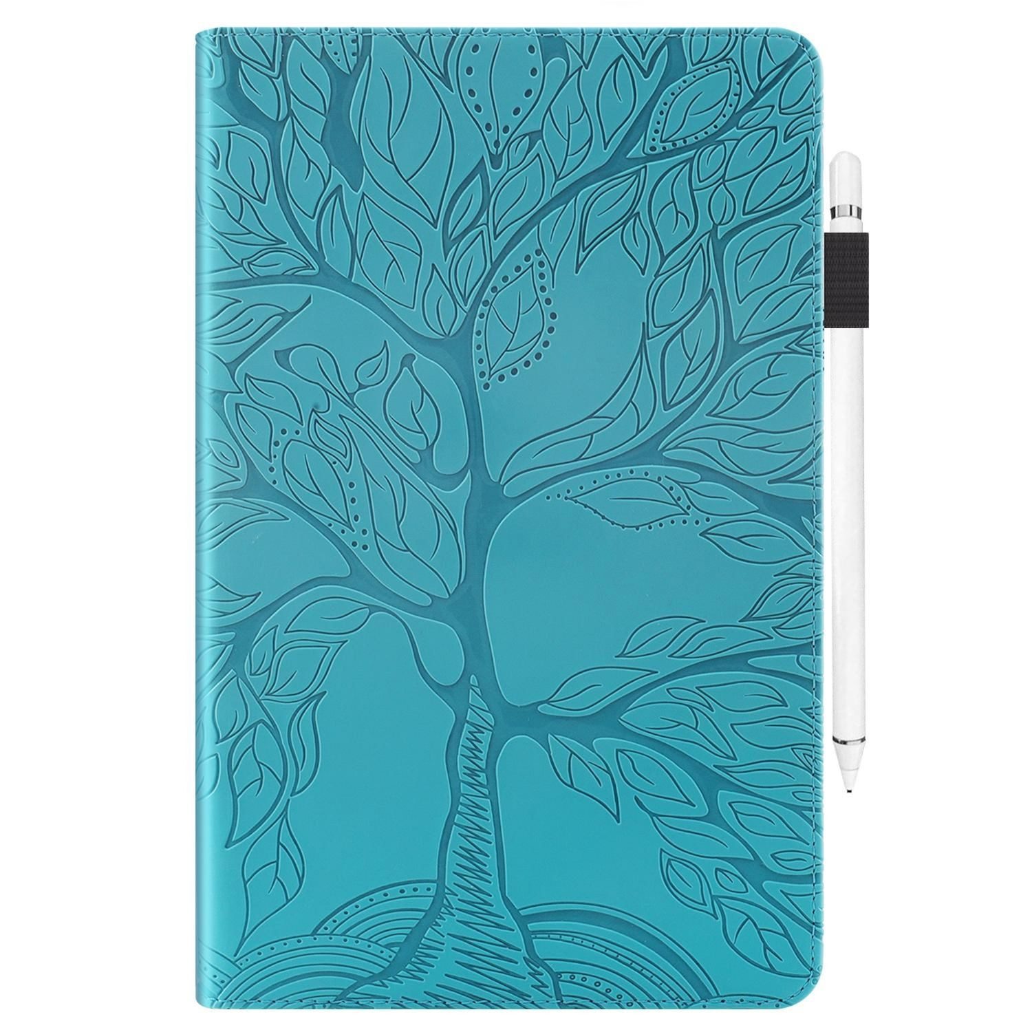 Wigento Tablet-Hülle Für Samsung Galaxy Tab S10 Plus / S9 Plus Kunstleder Tasche Blau, Baum Design Hülle mit Standfunktion und Kratzschutz – Bild 2 von 5
