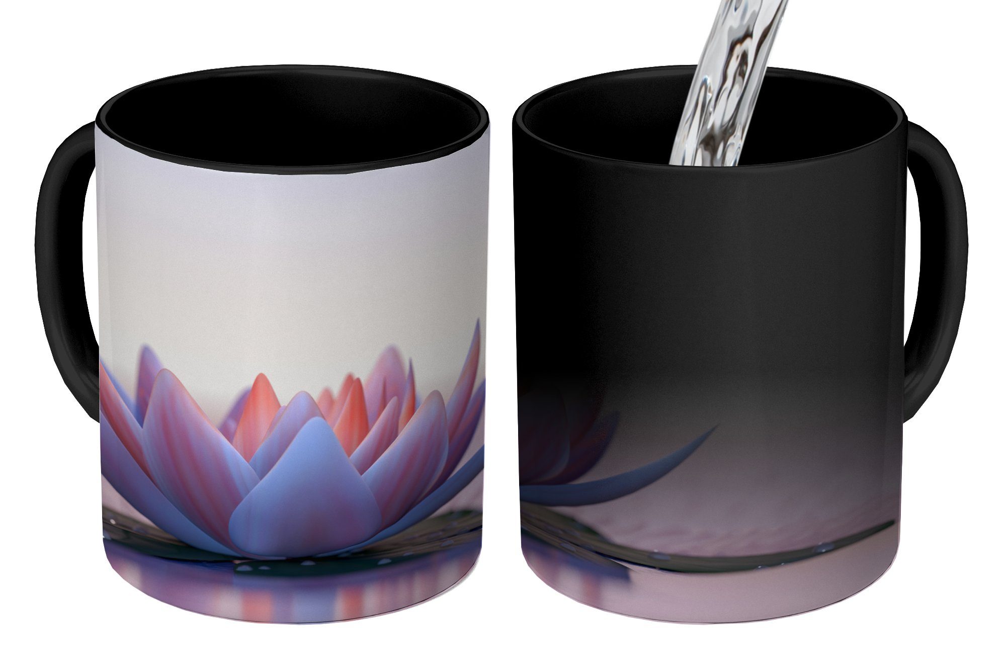 MuchoWow Tasse Lotus - Blumen - Wasser, Keramik, Farbwechsel, Kaffeetassen, Teetasse, Zaubertasse, Geschenk
