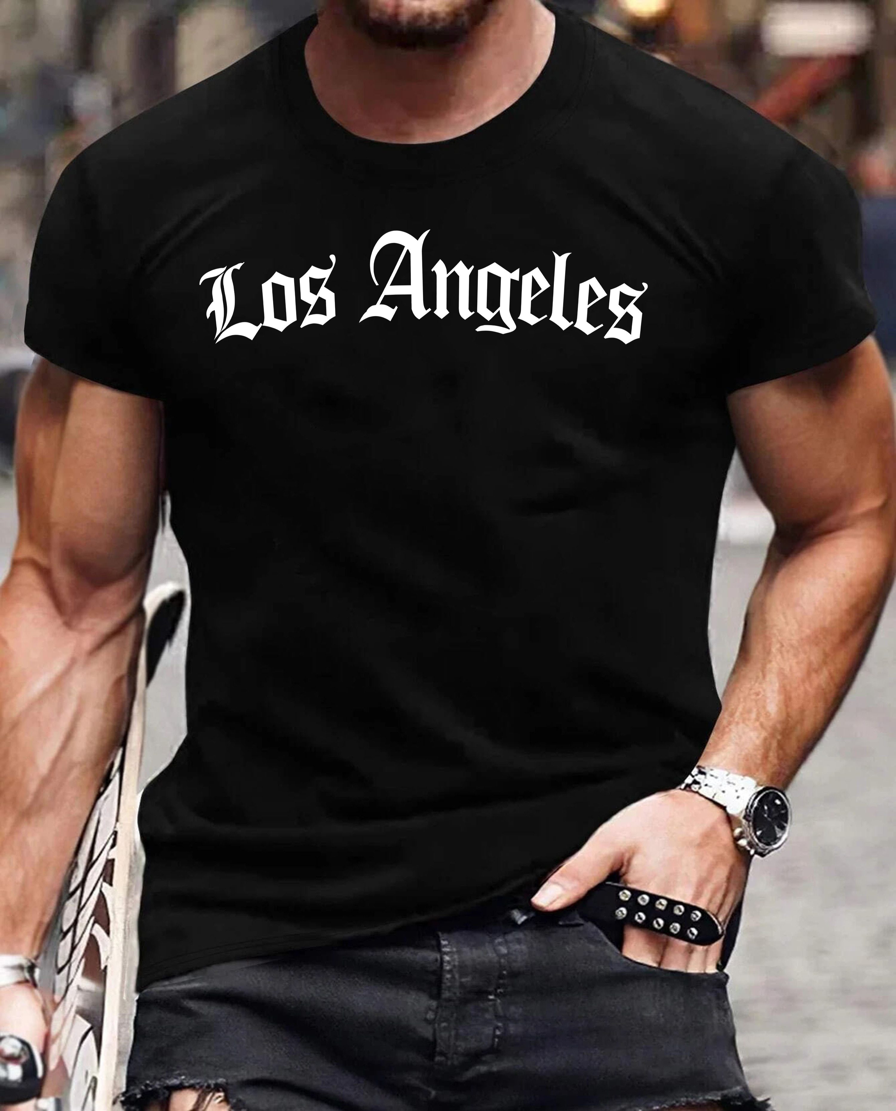 RMK T-Shirt Herren Shirt Rundhals Sommer Basic "Los Angeles LA" aus Baumwolle