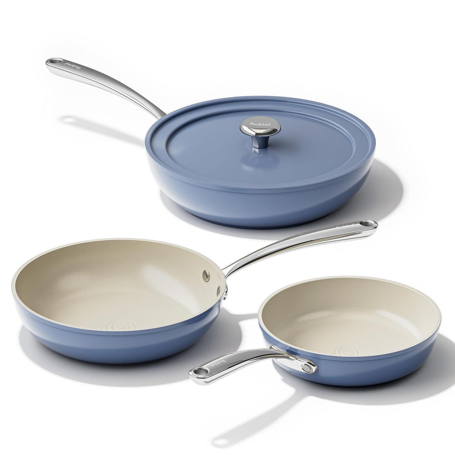 LuxusKollektion Pfannen-Set Pfannenset Keramik 20/24/28cm Blau