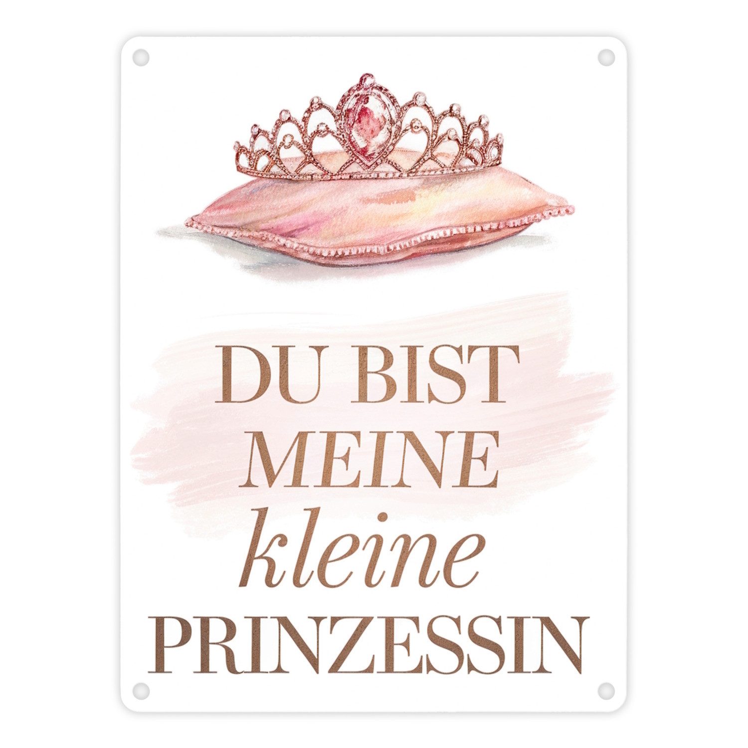speecheese Metallschild Meine kleine Prinzessin Metallschild in 15x20 cm Tiara auf Kissen