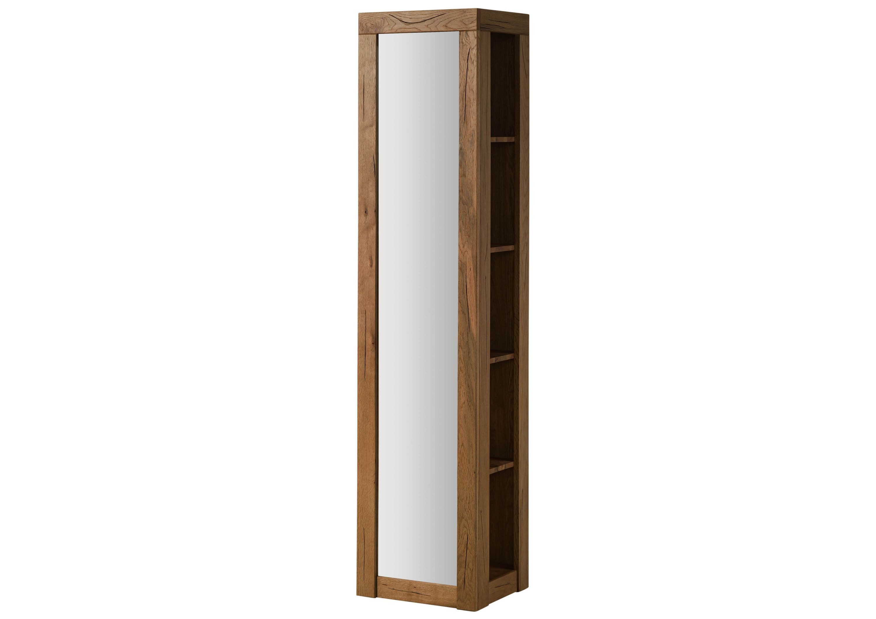 Massivmoebel24 Bücherregal MONTREUX, 1-tlg., mit Spiegel Zerreiche 44x35x190 natur geölt MONTREUX #61