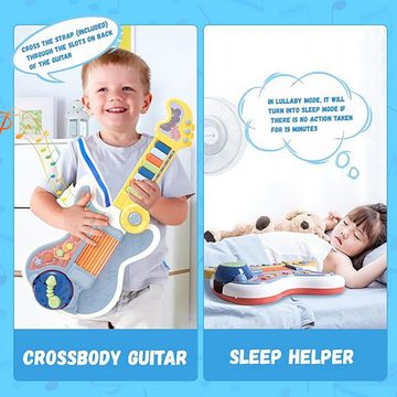 Gontence Spielzeug-Musikinstrument Faltbare Kinder Gitarre Musikalisches Spielzeug für Kleinkinder, (1 tlg), Multifunktionales Musikinstrument mit Klavier & Trommel