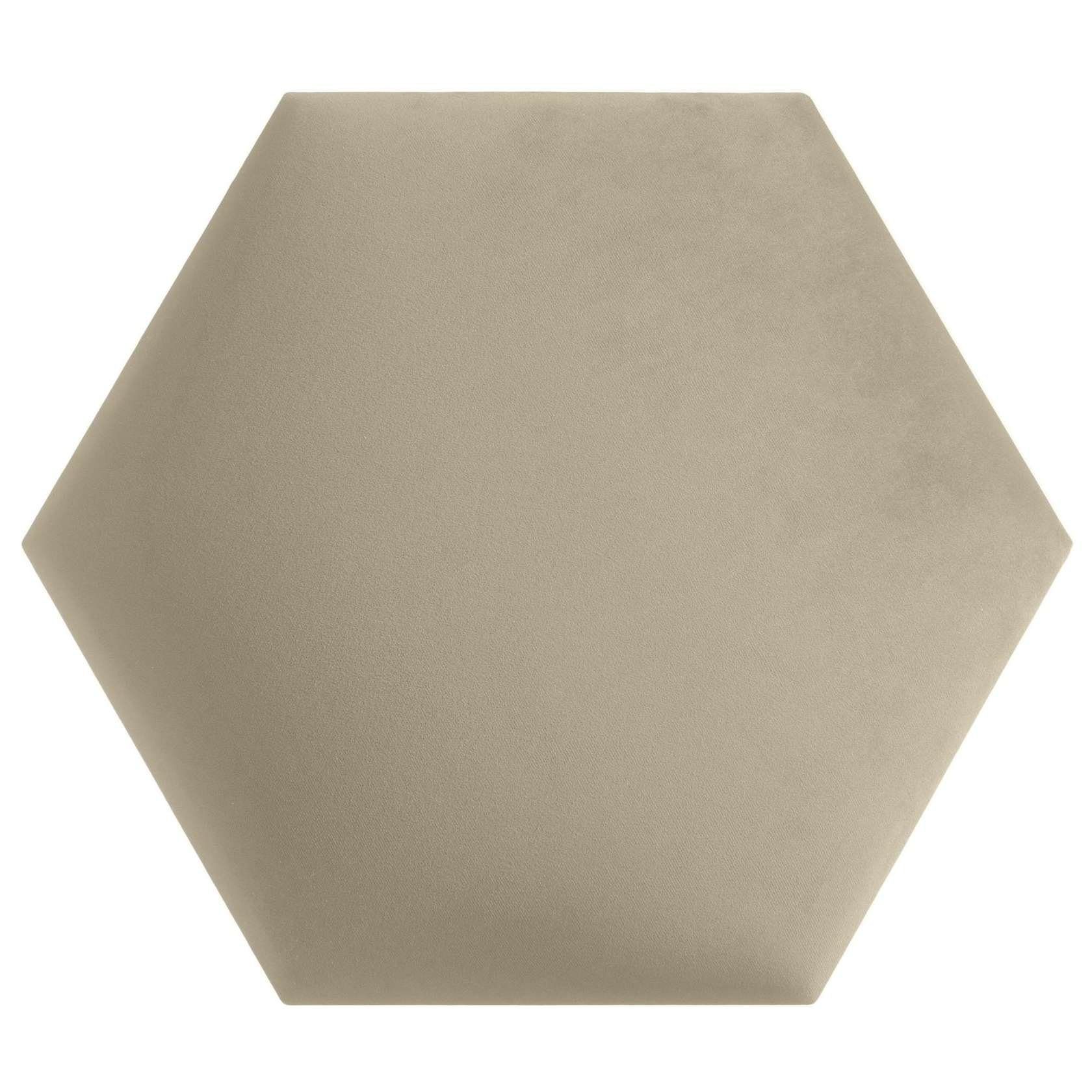 softwalls Kopfteil Wandkissen Stoff - Samt - Wandpaneele, Creme - Hexagon, (1 St., 5 (sehr gut), Schalldämmend