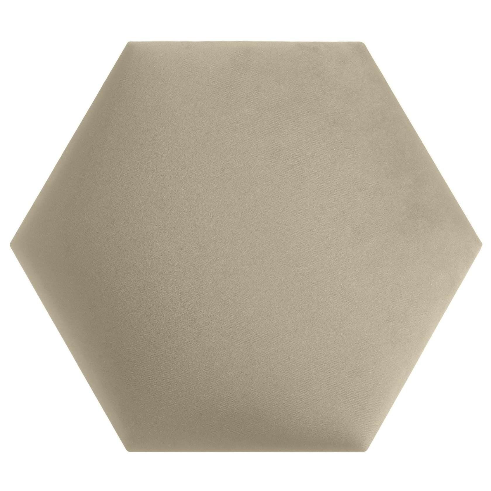 softwalls Kopfteil Wandkissen Stoff - Samt - Wandpaneele, Creme - Hexagon,  (1 St., 5 (sehr gut), Schalldämmend