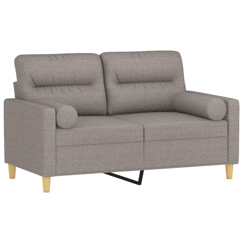 mit Stoff Sofa vidaXL Taupe 2-Sitzer-Sofa 120 cm Zierkissen