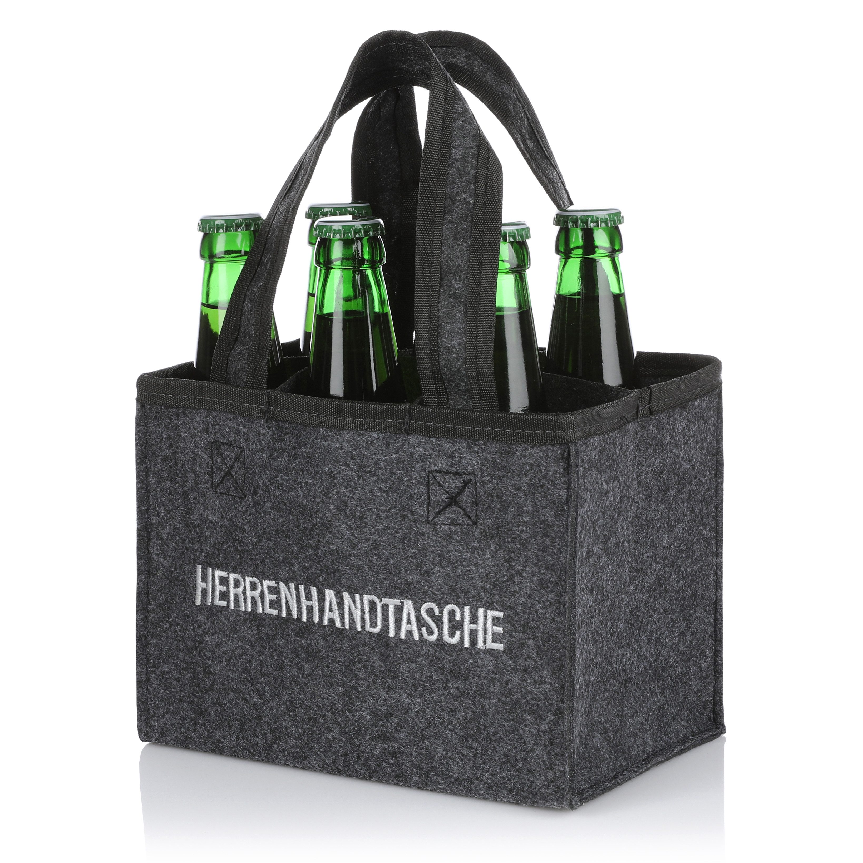 Nordstern Flaschenträger Herrenhandtasche aus Filz mit 6 Fächern - 20 x 16 cm (1-St)