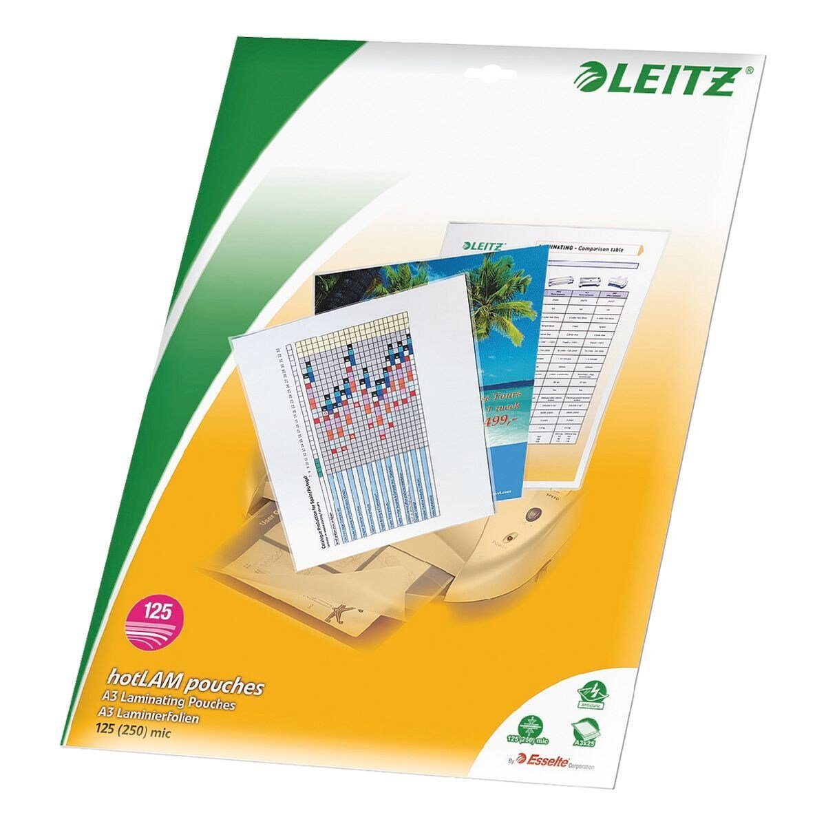 LEITZ Laminierfolie iLAM, A3, 125 µm, 25 St., A3, 125 mic, glänzend