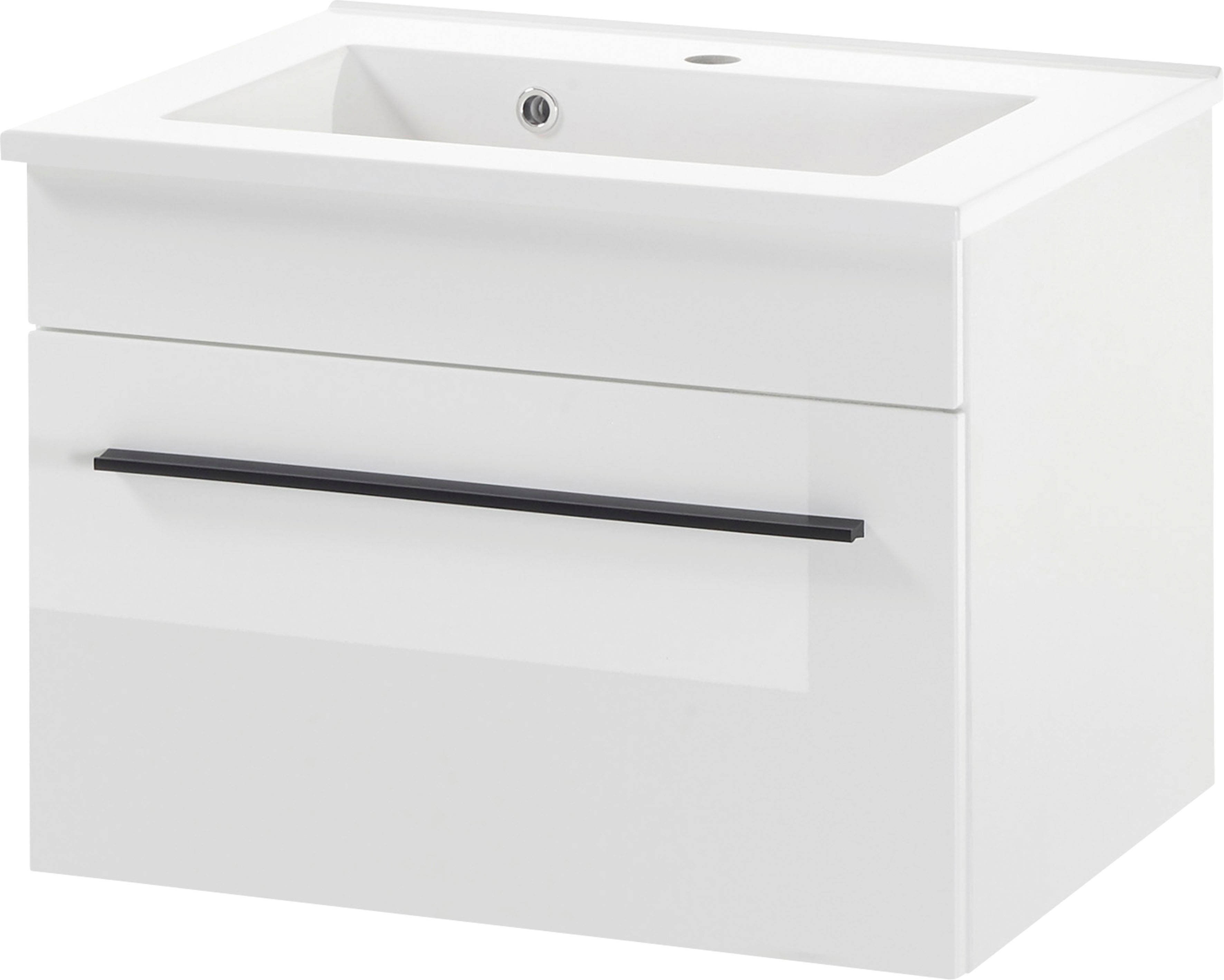 Home affaire Waschtisch Cantara, Waschtisch inkl. Waschbecken, modernes Design, mit schwarzem Griff, ausreichend Stauraum