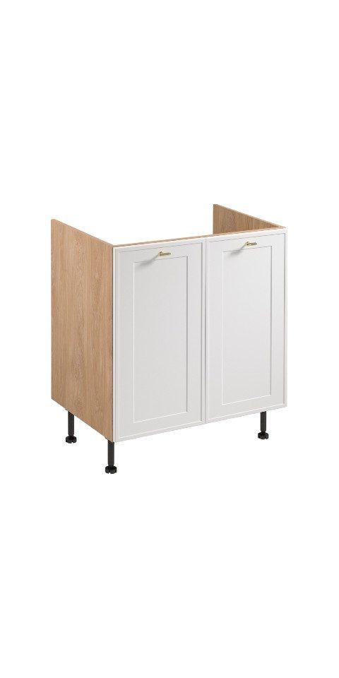 ROYAL24_MARKT Spülenunterschrank - Starke Industrie mit Eleganz für Ihre Küche (Küche Spülenunterschrank, 1-St., Premium - Sorento Weiß Sonoma Eiche -D80Z) Top – Fein – Präzise.