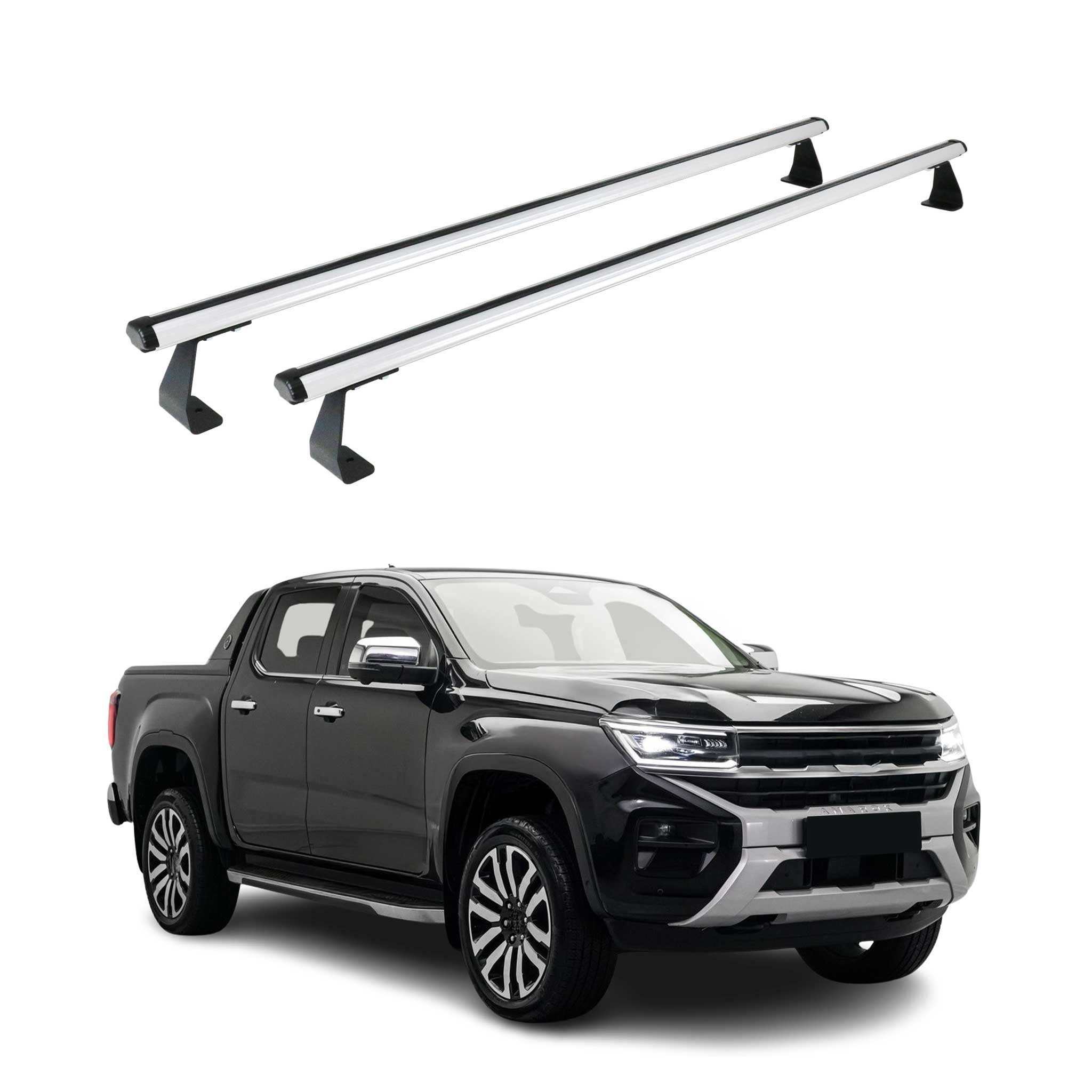 OMAC Dachträger 2022-2025 VW Amarok Dachträger Gepäkträger Silber Alu 2 tlg (2-St), Wasserbeständig,Abnehmbar,Multifunktional,Schwerbeanspruchbar
