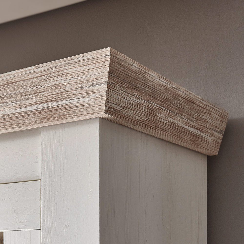 Lomadox Highboard FERNA-61, Pinie weiß und Oslo Pinie dunkel Nb. 105x146x37 günstig online kaufen